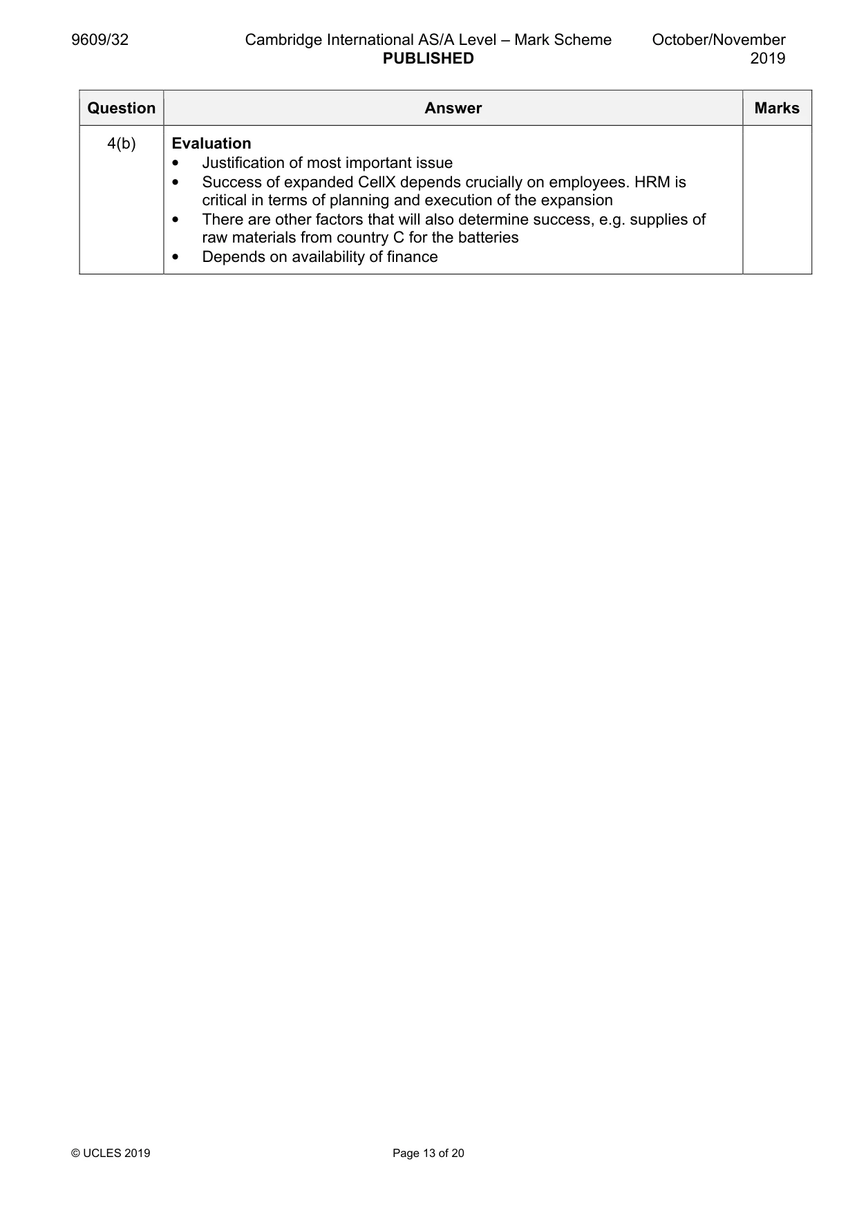 Mark scheme, page 13 of 20