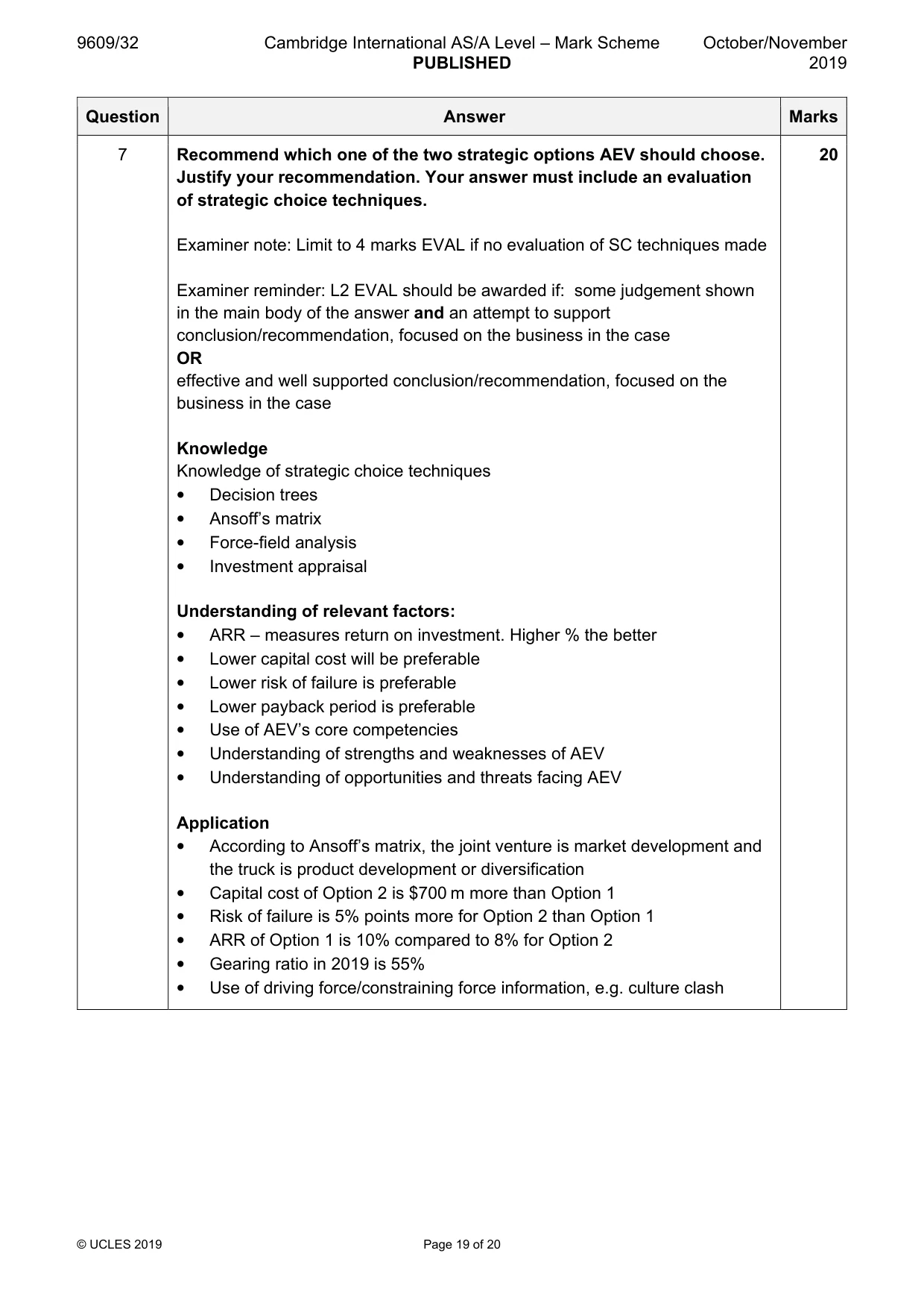 Mark scheme, page 19 of 20