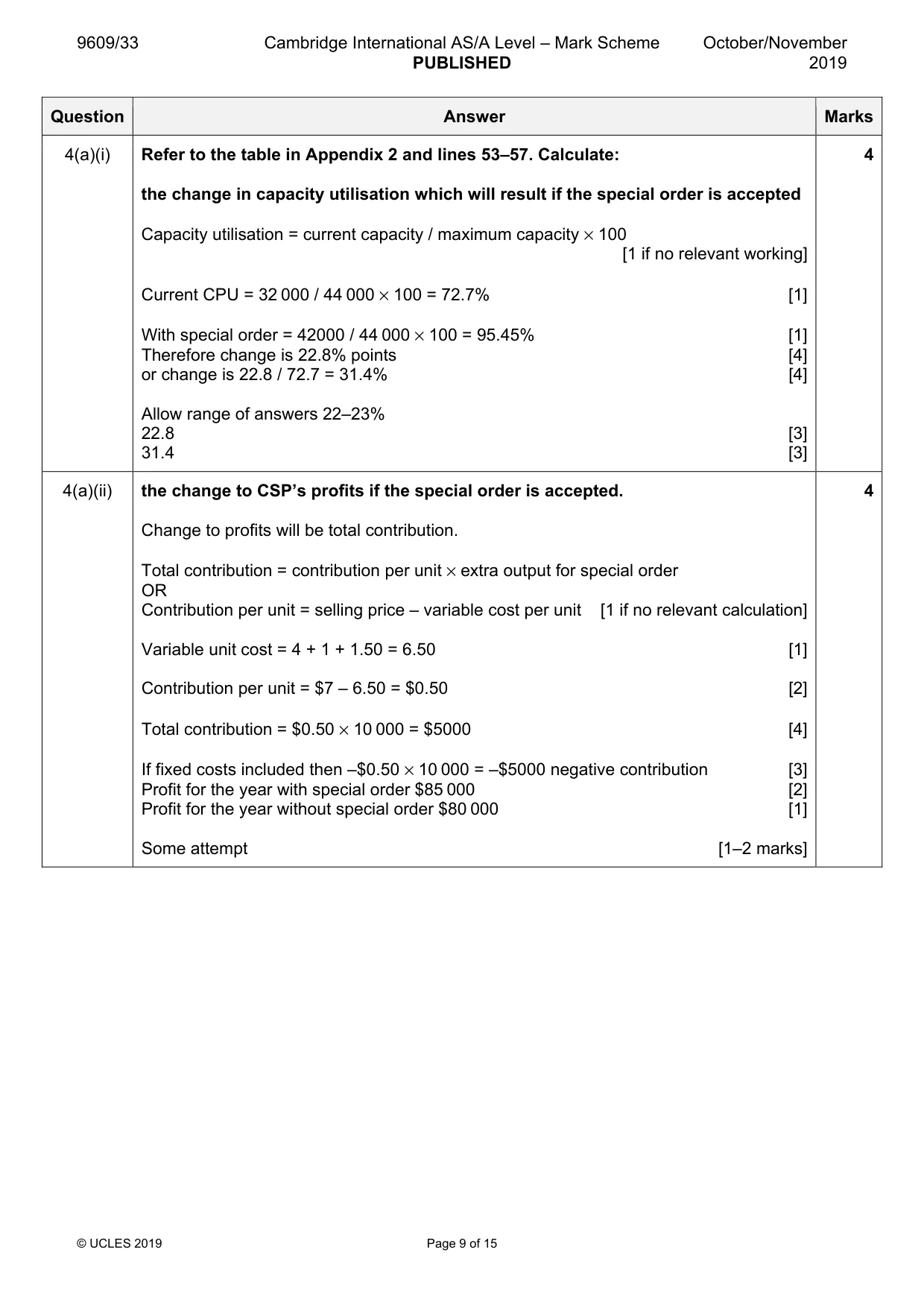 Mark scheme, page 9 of 15