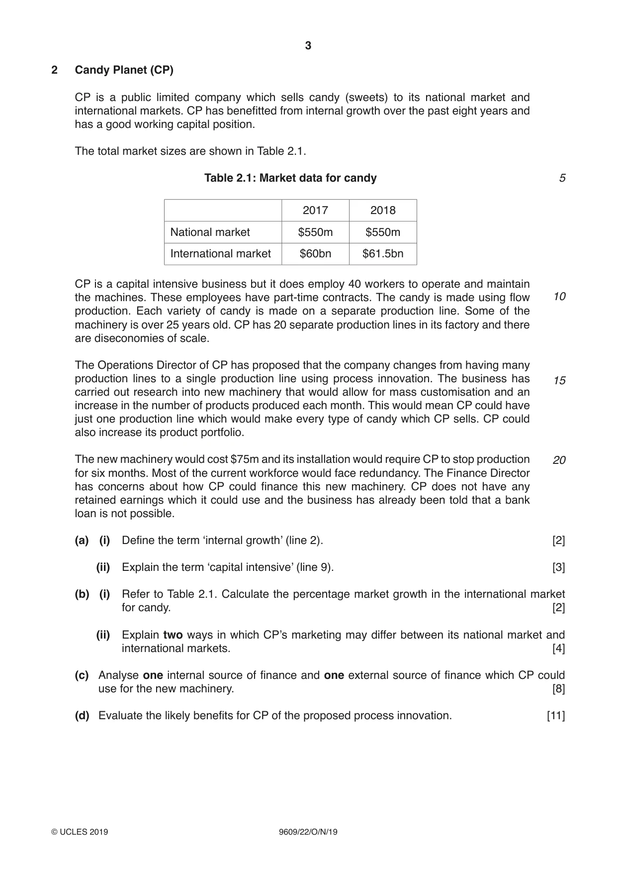 Cambridge A Level Business (for first examination in 2016) 9609 2019 Oct/Nov Paper 2 · Variant 2 question paper, page 3 of 4