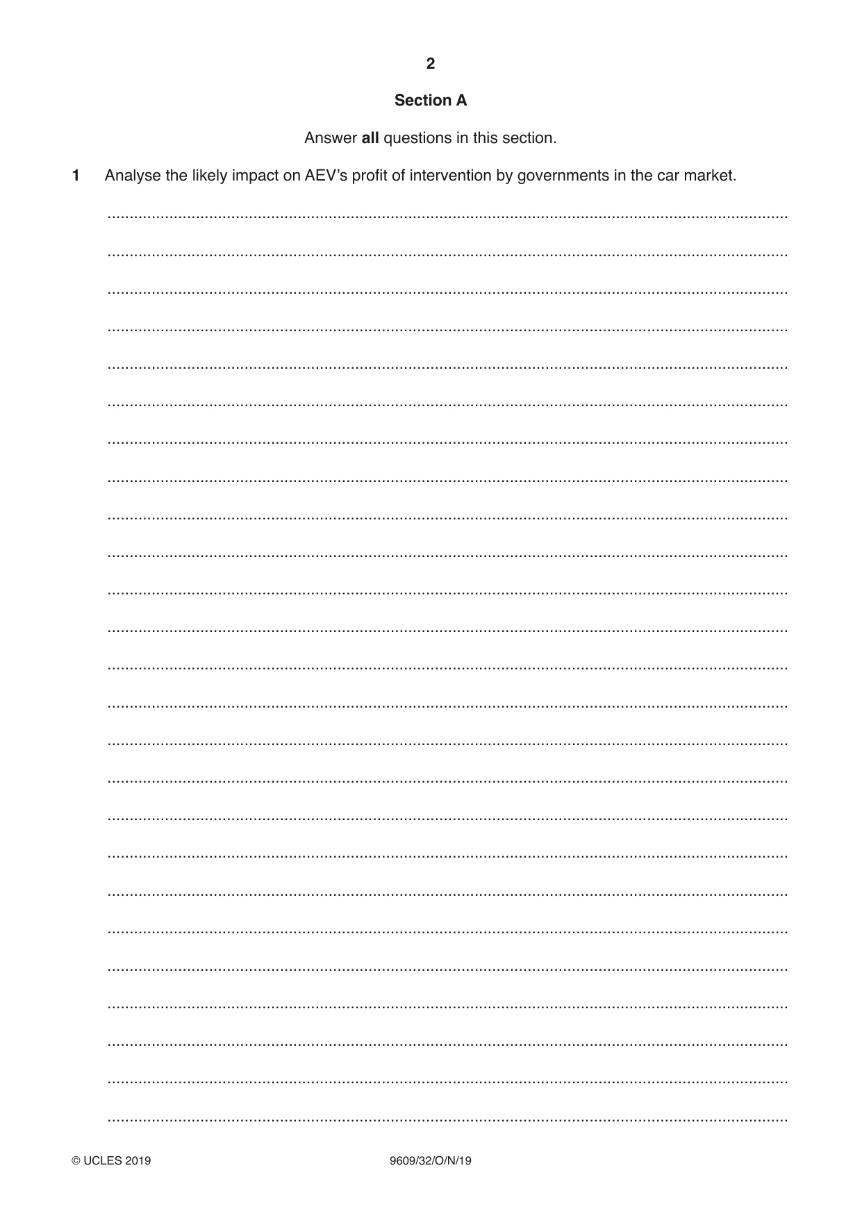 Cambridge A Level Business (for first examination in 2016) 9609 2019 Oct/Nov Paper 3 · Variant 2 question paper, page 2 of 20