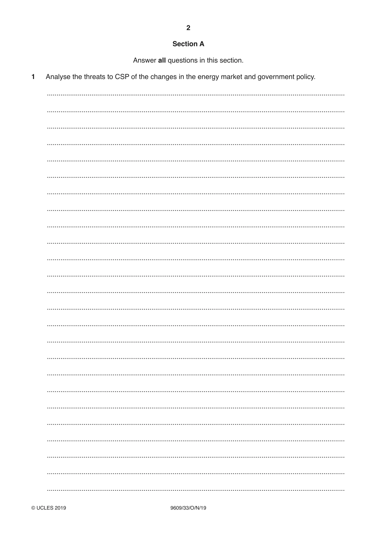Cambridge A Level Business (for first examination in 2016) 9609 2019 Oct/Nov Paper 3 · Variant 3 question paper, page 2 of 20