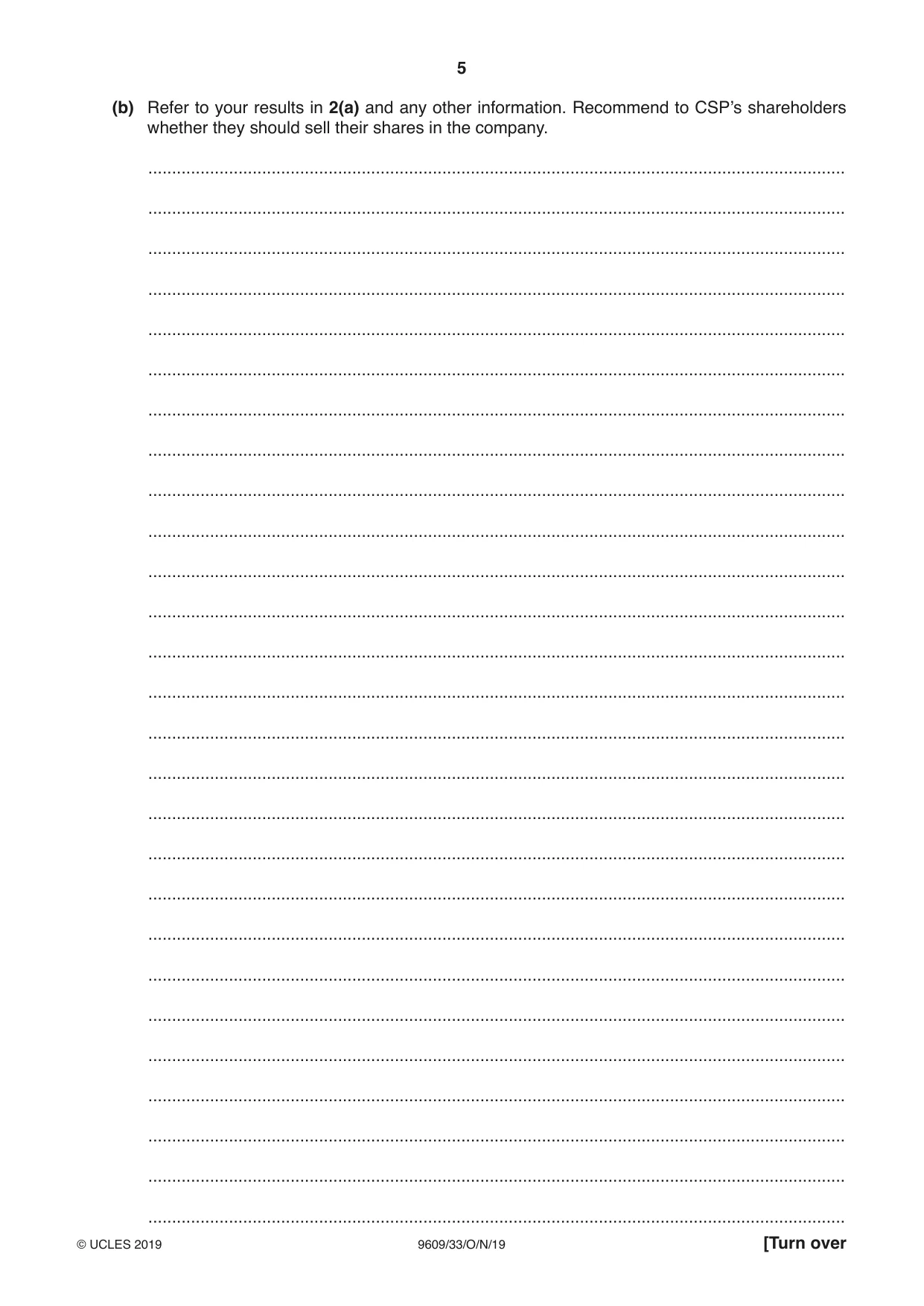 Cambridge A Level Business (for first examination in 2016) 9609 2019 Oct/Nov Paper 3 · Variant 3 question paper, page 5 of 20