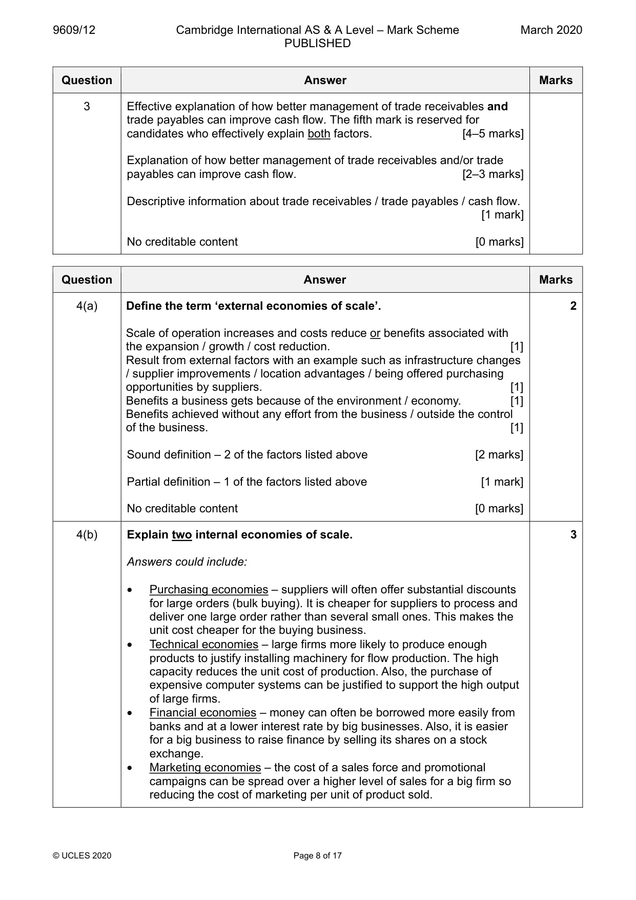Mark scheme, page 8 of 17