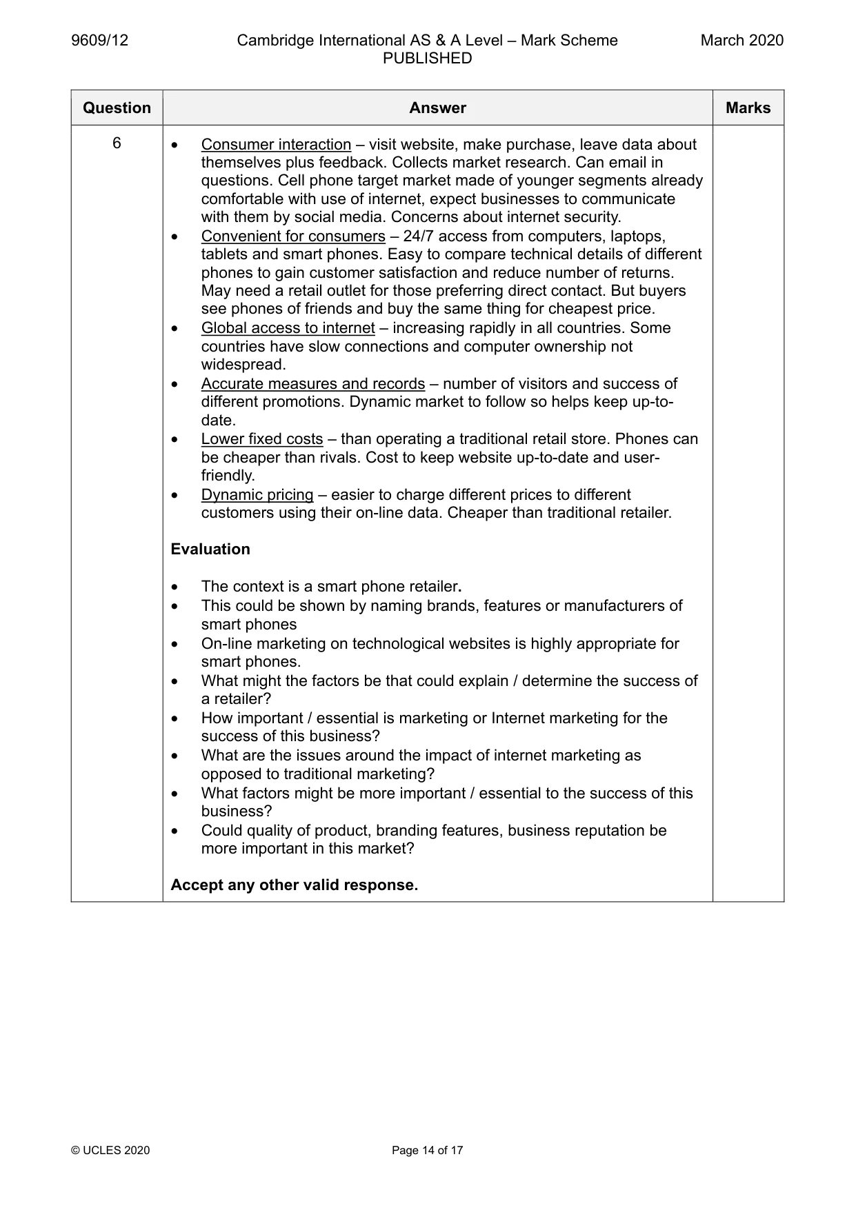 Mark scheme, page 14 of 17