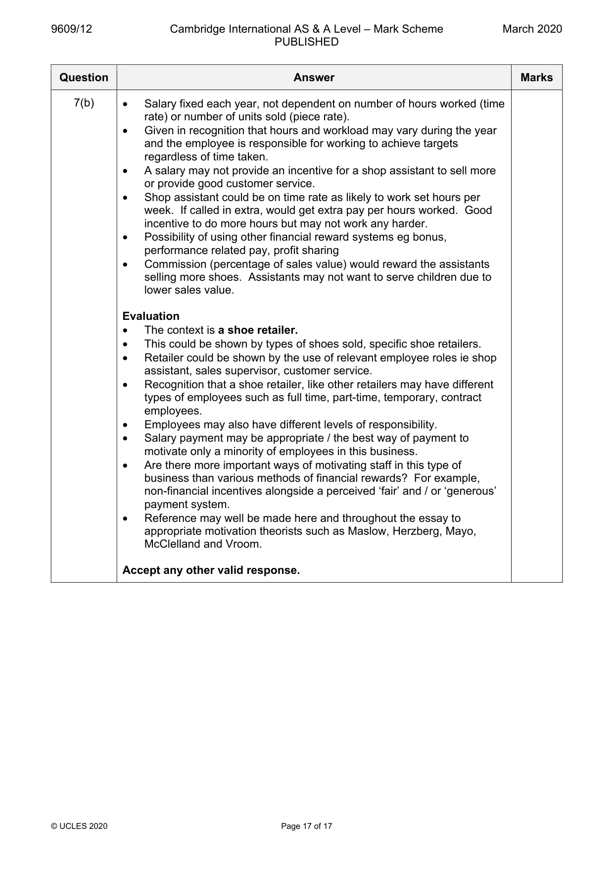 Mark scheme, page 17 of 17