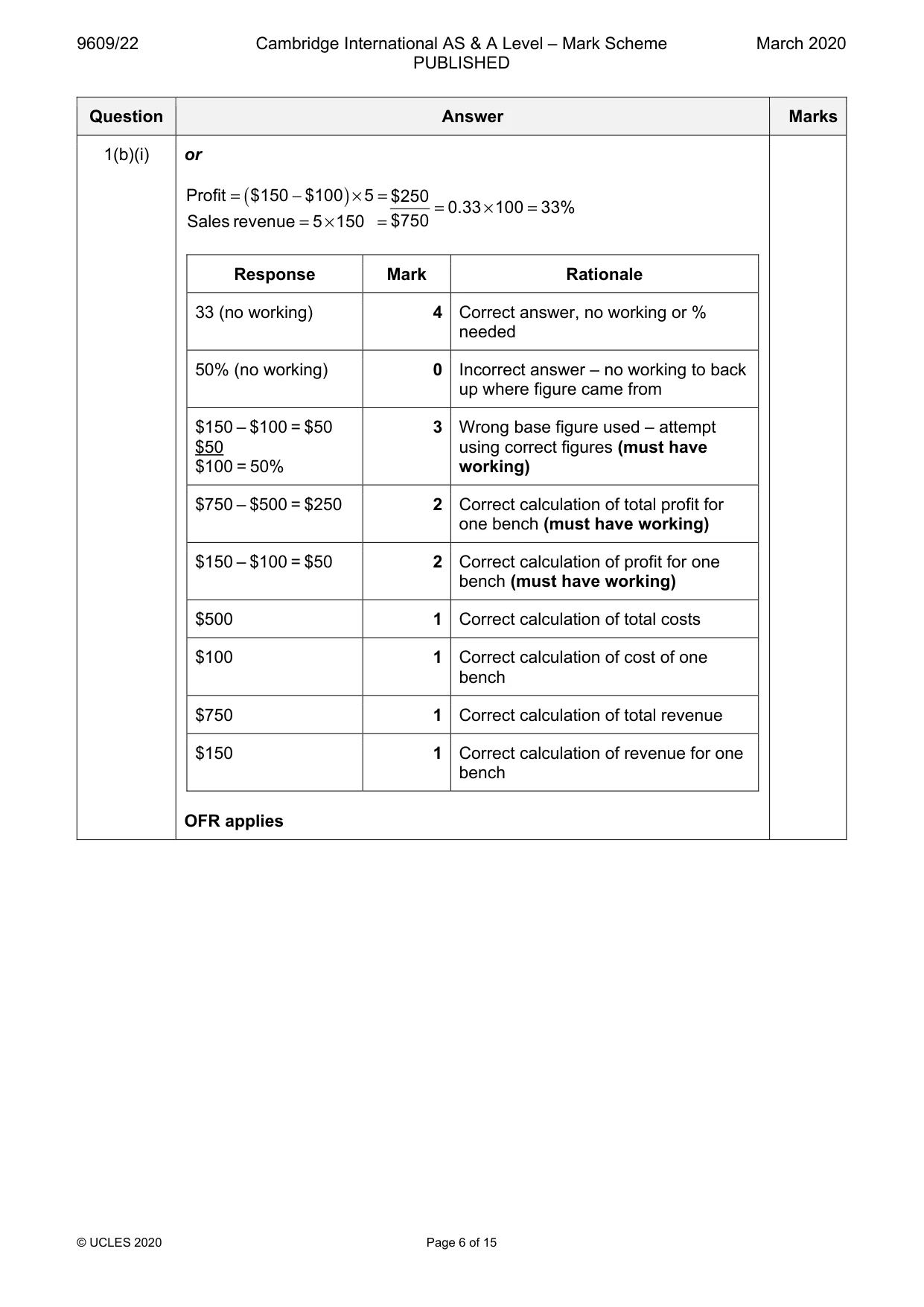 Mark scheme, page 6 of 15