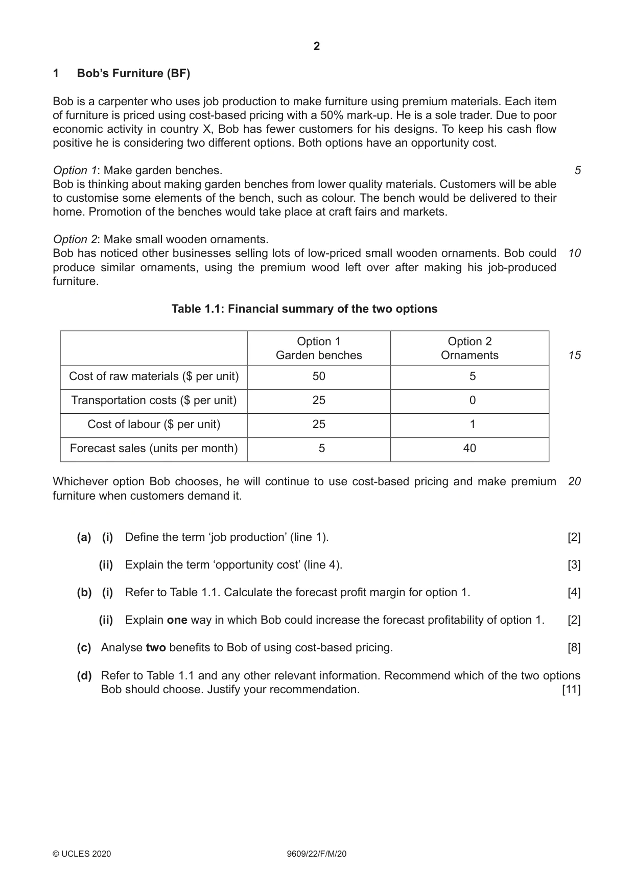 Cambridge A Level Business (for first examination in 2016) 9609 2020 Feb/March Paper 2 · Variant 2 question paper, page 2 of 4