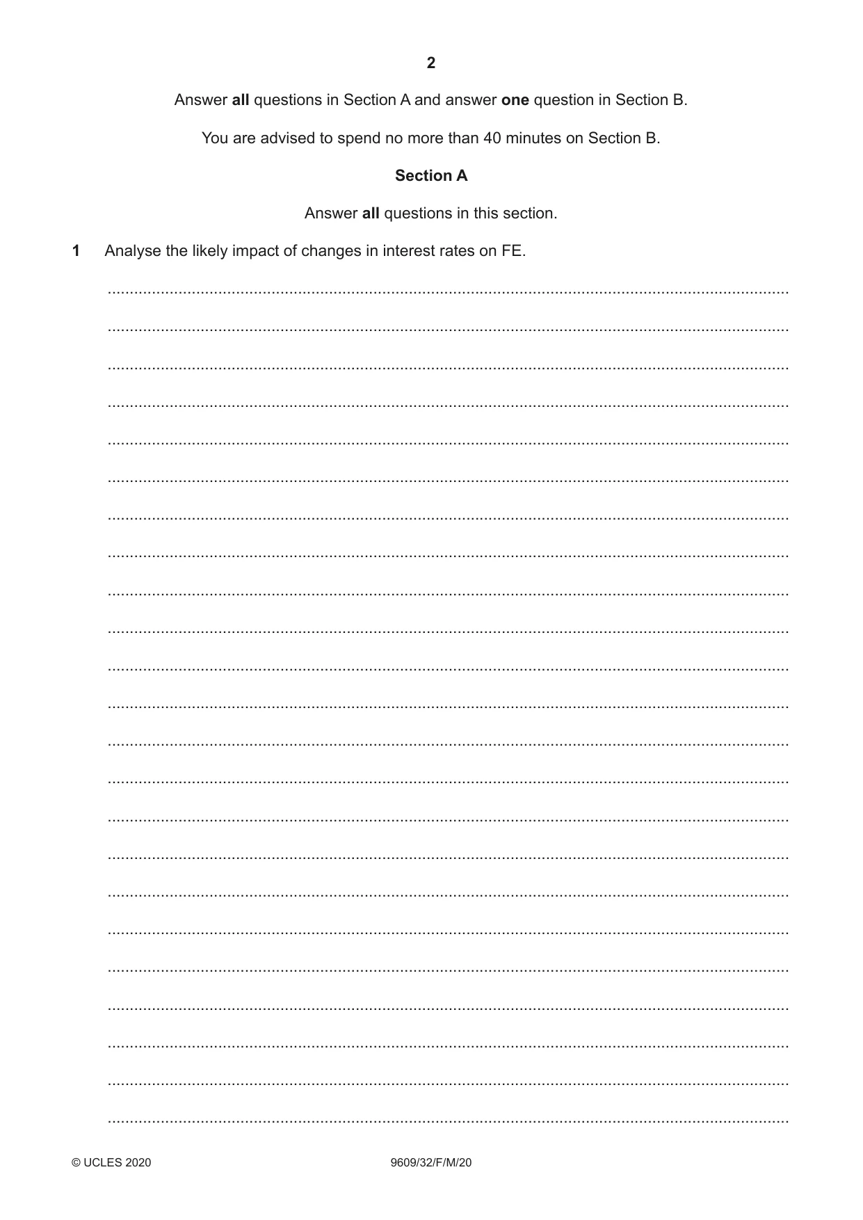 Cambridge A Level Business (for first examination in 2016) 9609 2020 Feb/March Paper 3 · Variant 2 question paper, page 2 of 20