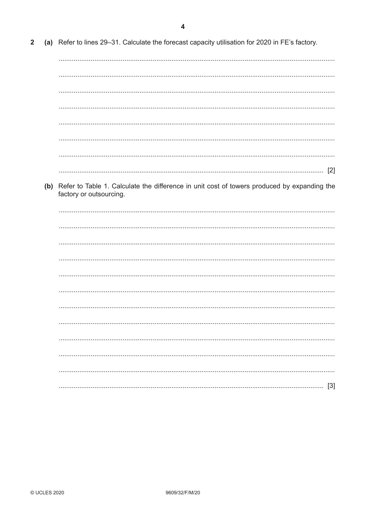 Cambridge A Level Business (for first examination in 2016) 9609 2020 Feb/March Paper 3 · Variant 2 question paper, page 4 of 20