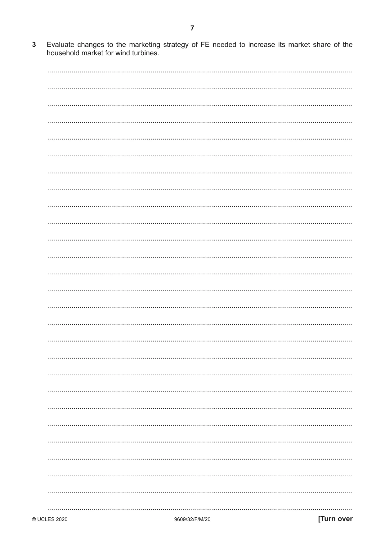 Cambridge A Level Business (for first examination in 2016) 9609 2020 Feb/March Paper 3 · Variant 2 question paper, page 7 of 20