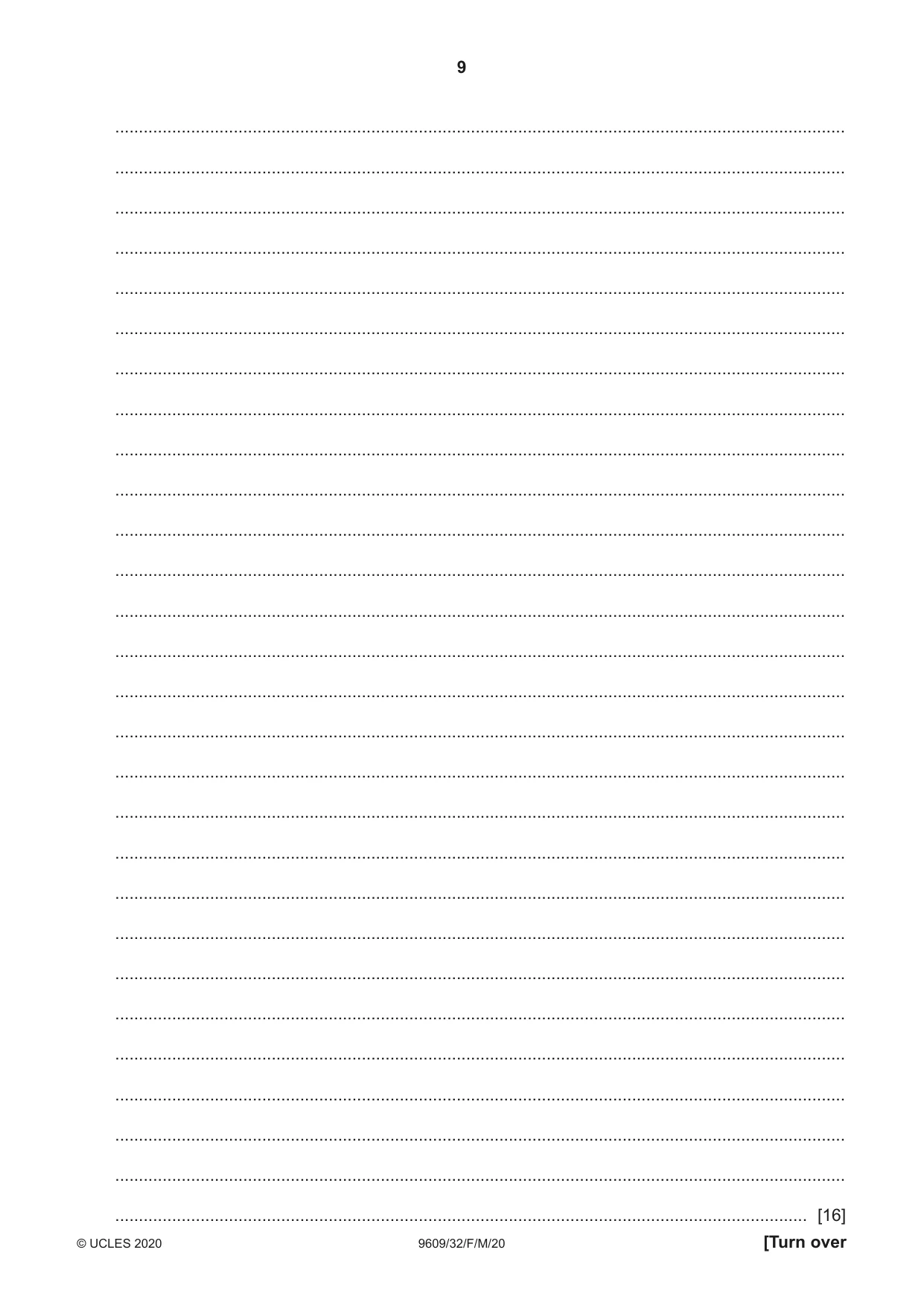 Cambridge A Level Business (for first examination in 2016) 9609 2020 Feb/March Paper 3 · Variant 2 question paper, page 9 of 20
