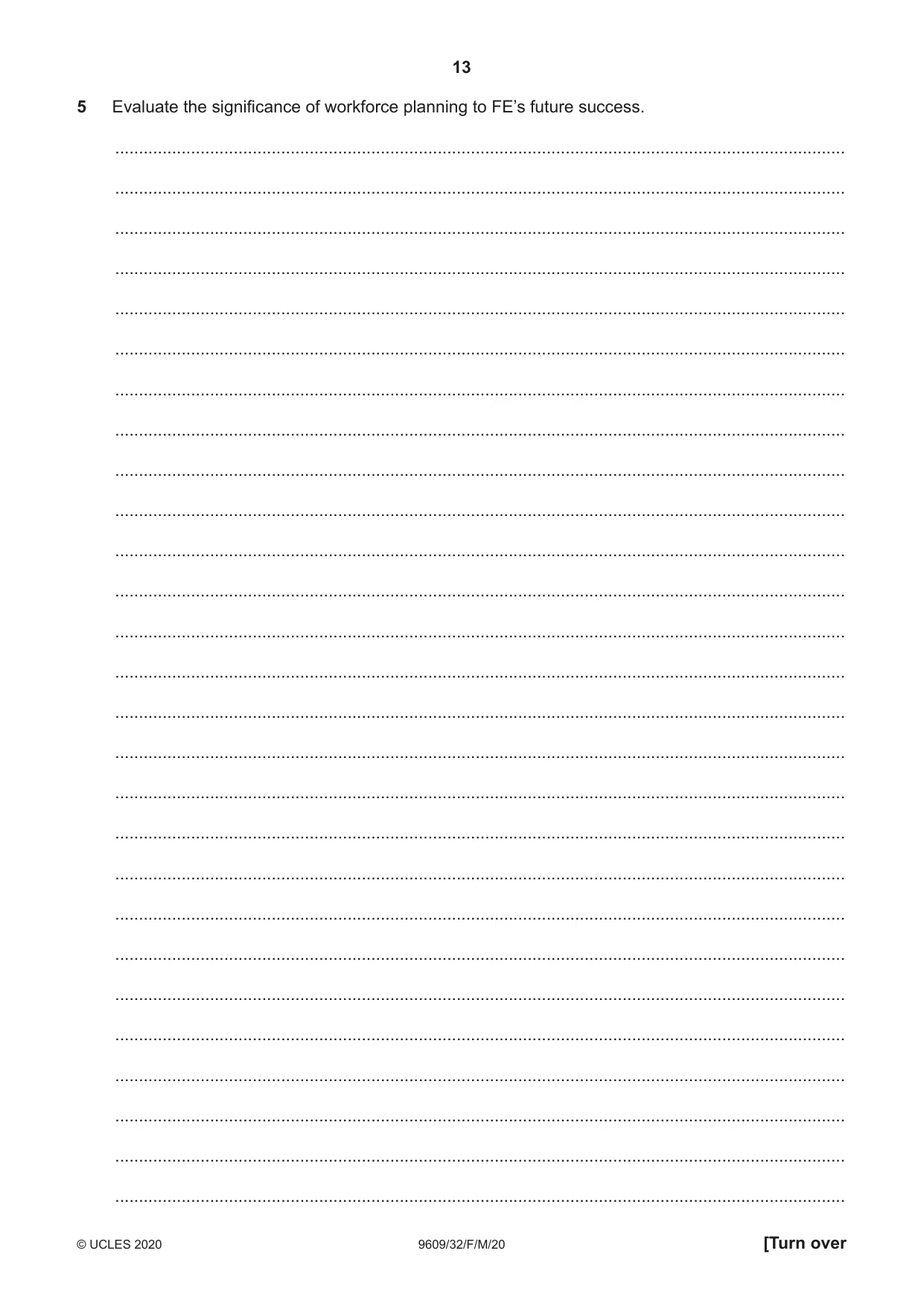 Cambridge A Level Business (for first examination in 2016) 9609 2020 Feb/March Paper 3 · Variant 2 question paper, page 13 of 20