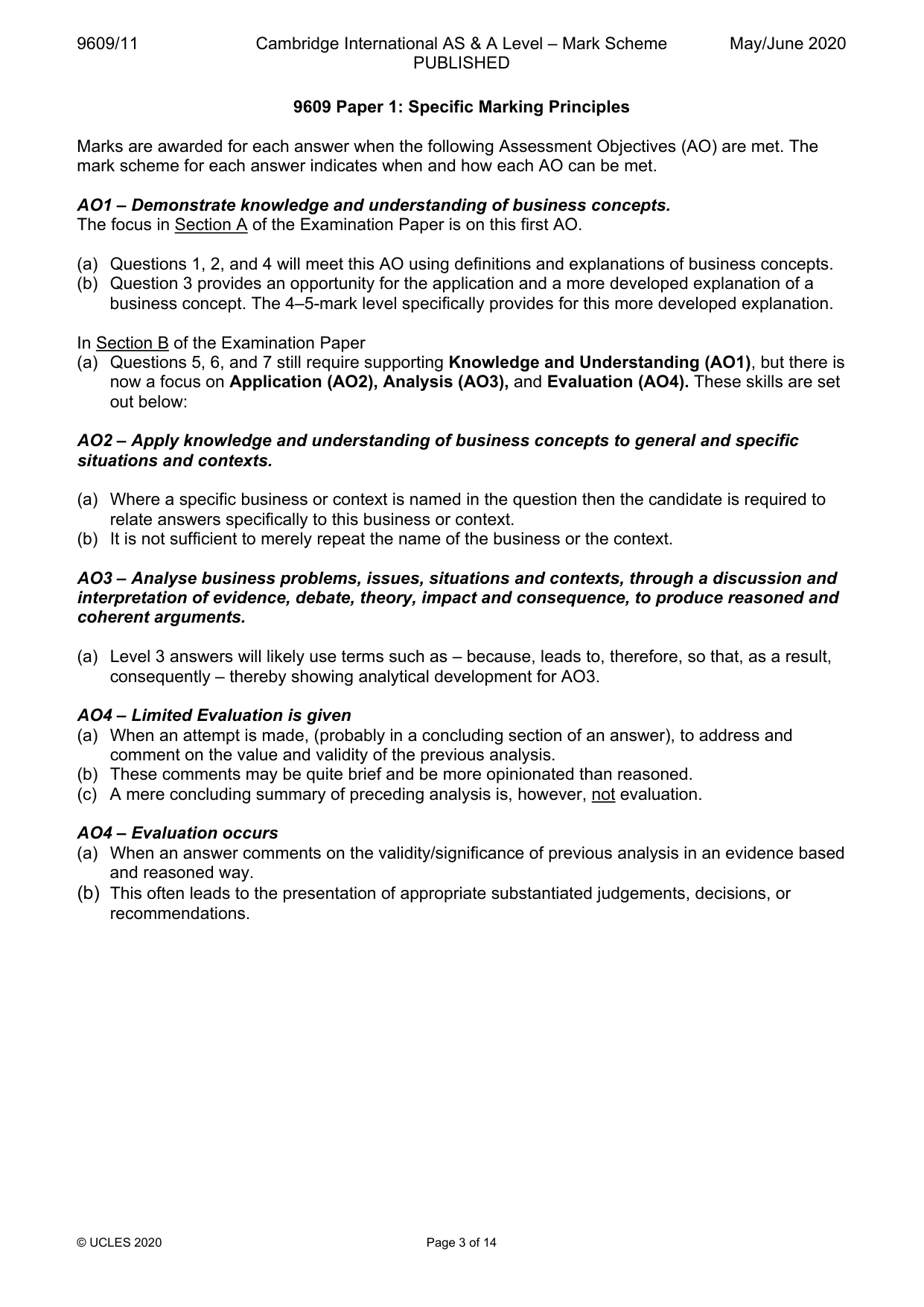 Mark scheme, page 3 of 14