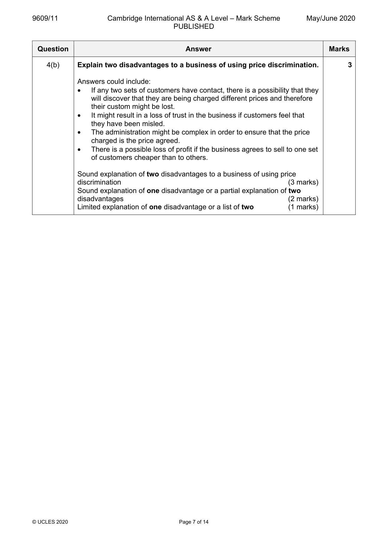 Mark scheme, page 7 of 14