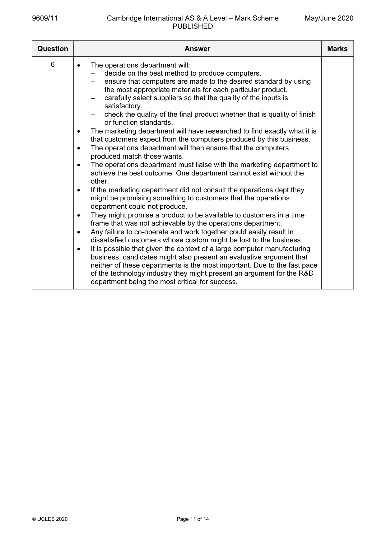 Mark scheme, page 11 of 14