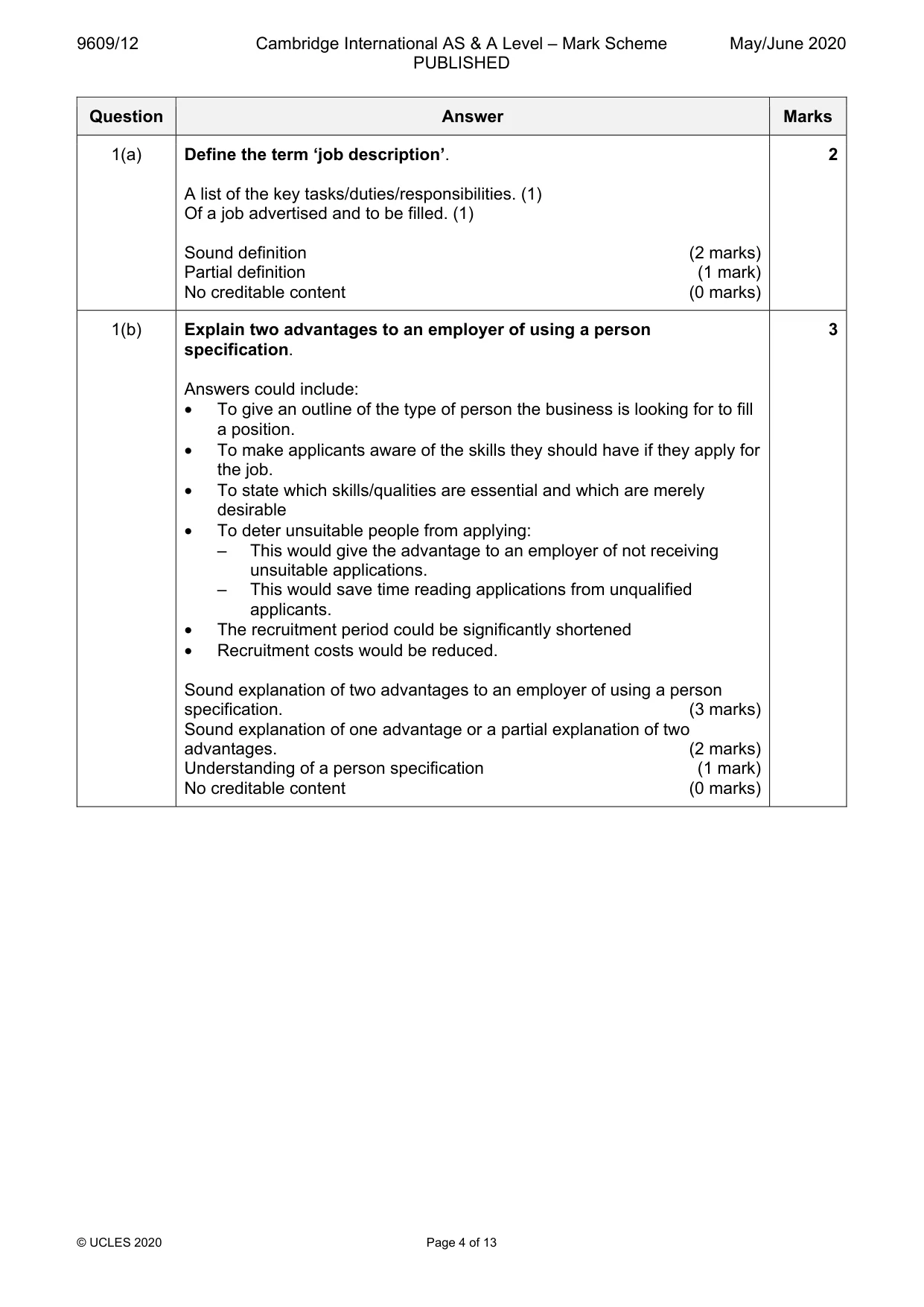 Mark scheme, page 4 of 13