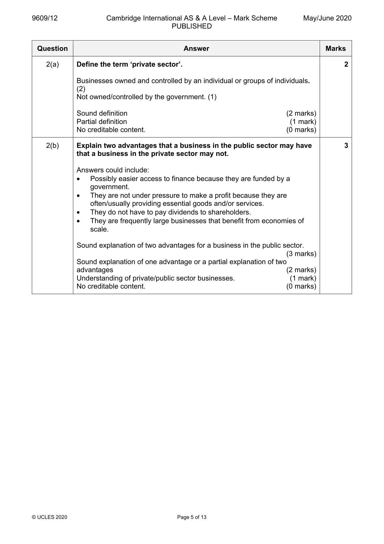 Mark scheme, page 5 of 13