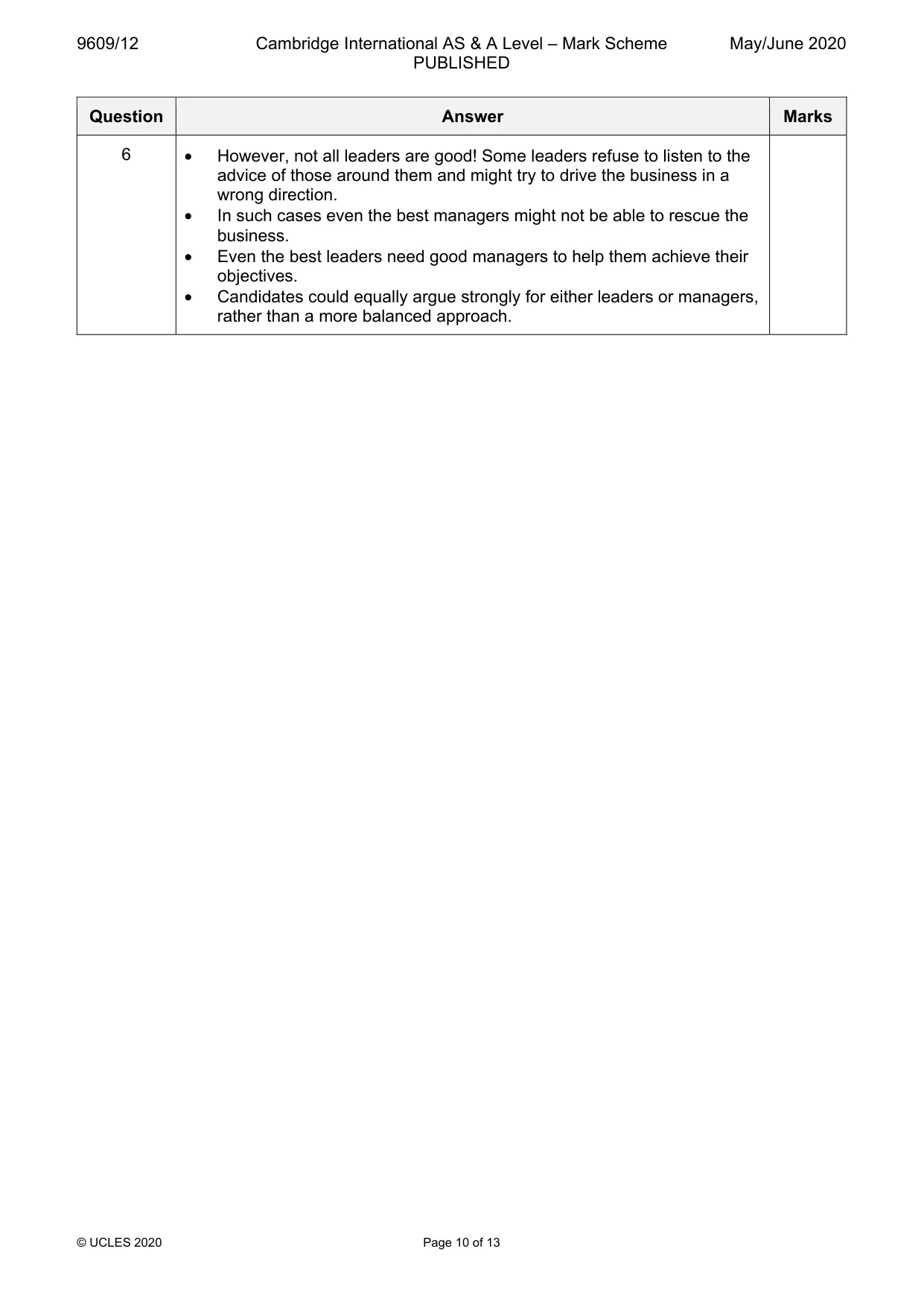 Mark scheme, page 10 of 13