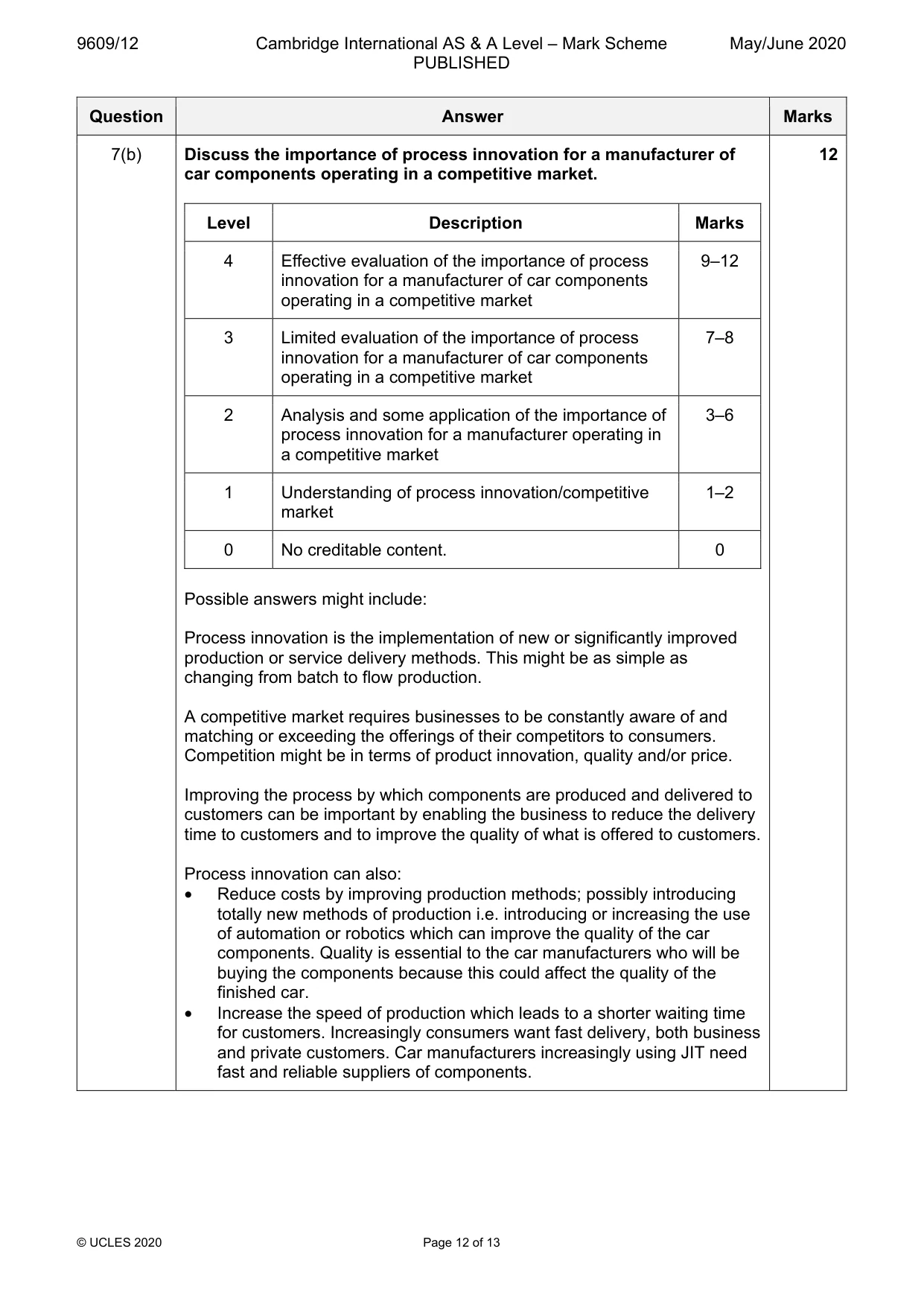 Mark scheme, page 12 of 13