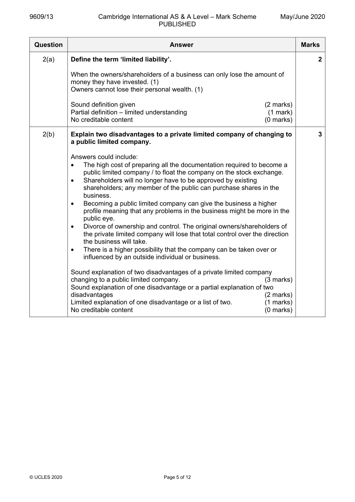 Mark scheme, page 5 of 12