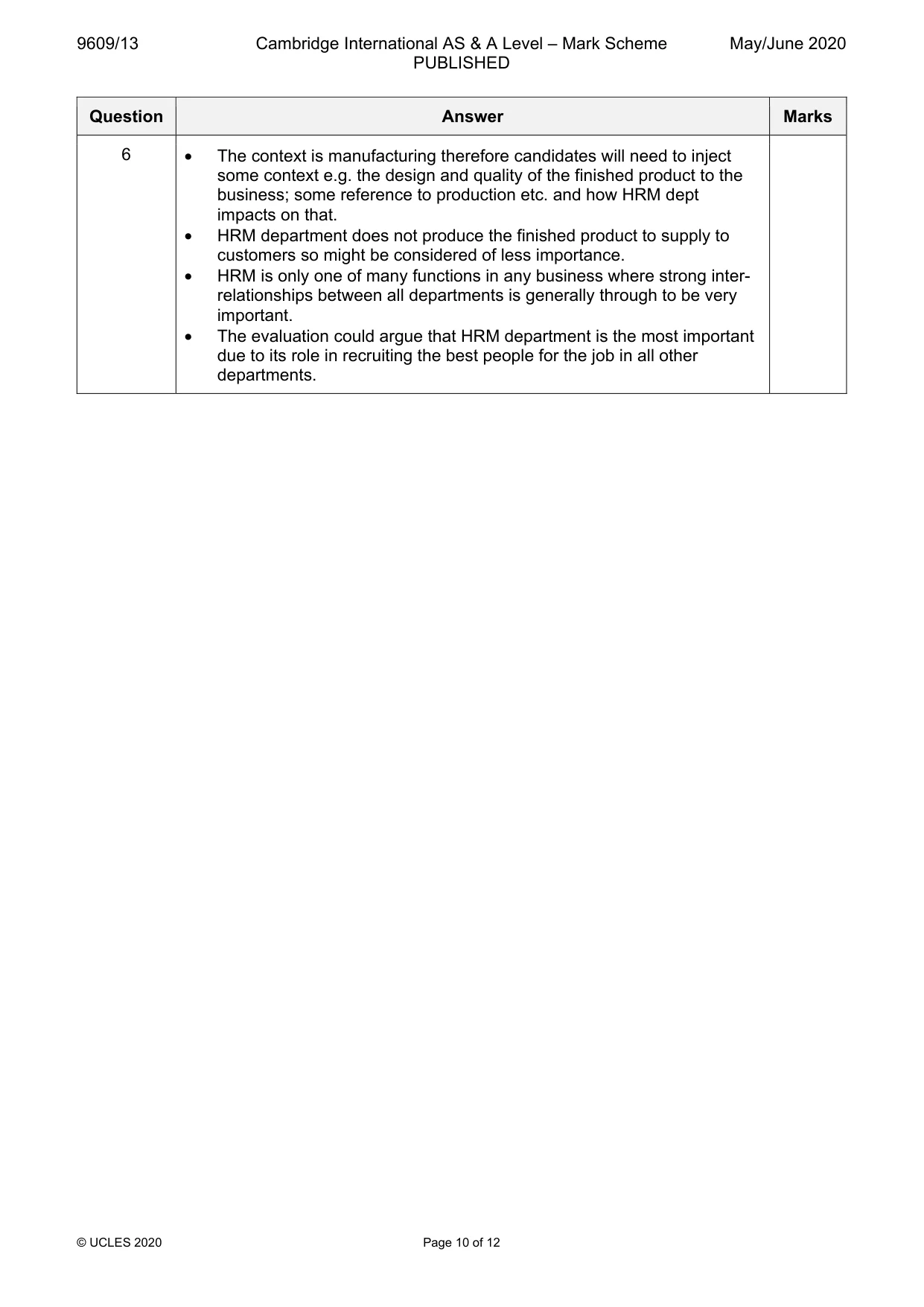 Mark scheme, page 10 of 12