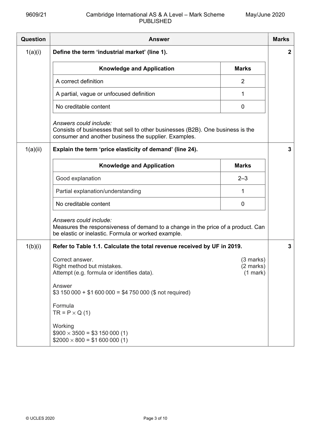 Mark scheme, page 3 of 10