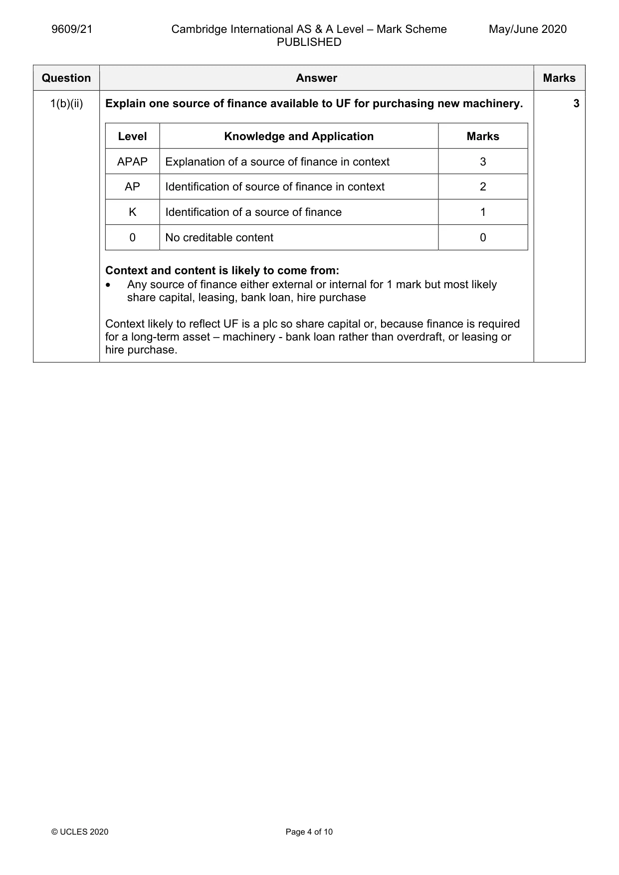 Mark scheme, page 4 of 10