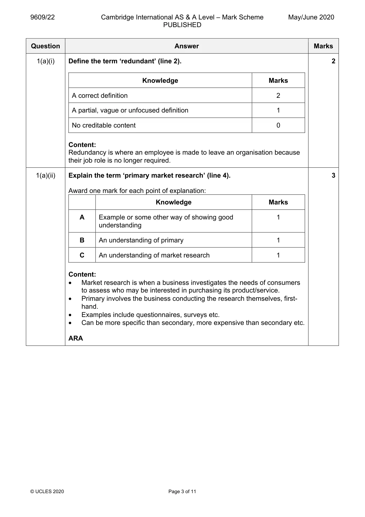 Mark scheme, page 3 of 11