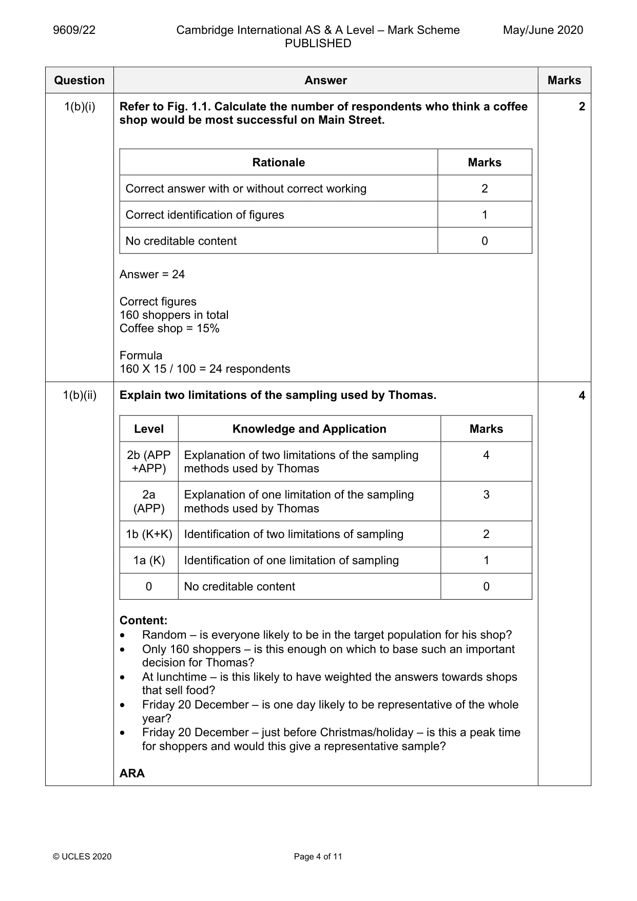 Mark scheme, page 4 of 11