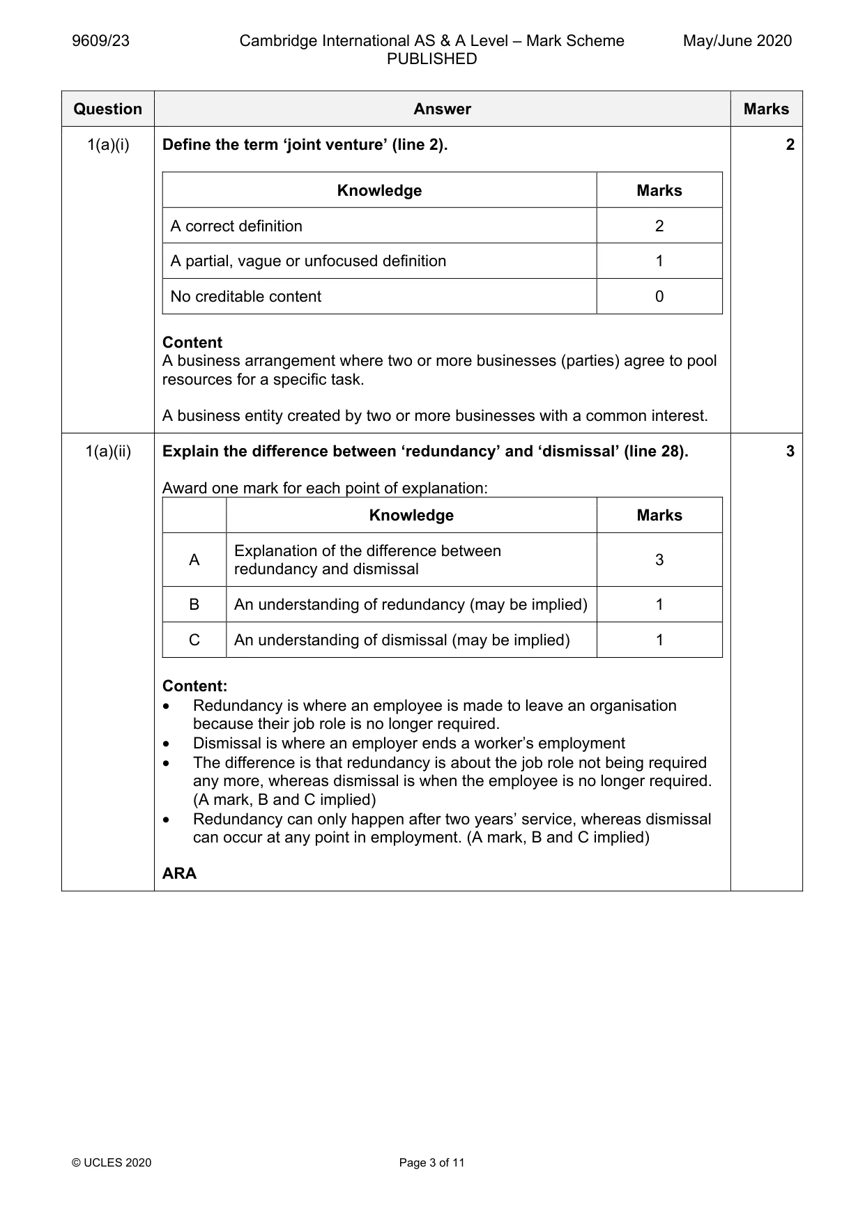 Mark scheme, page 3 of 11