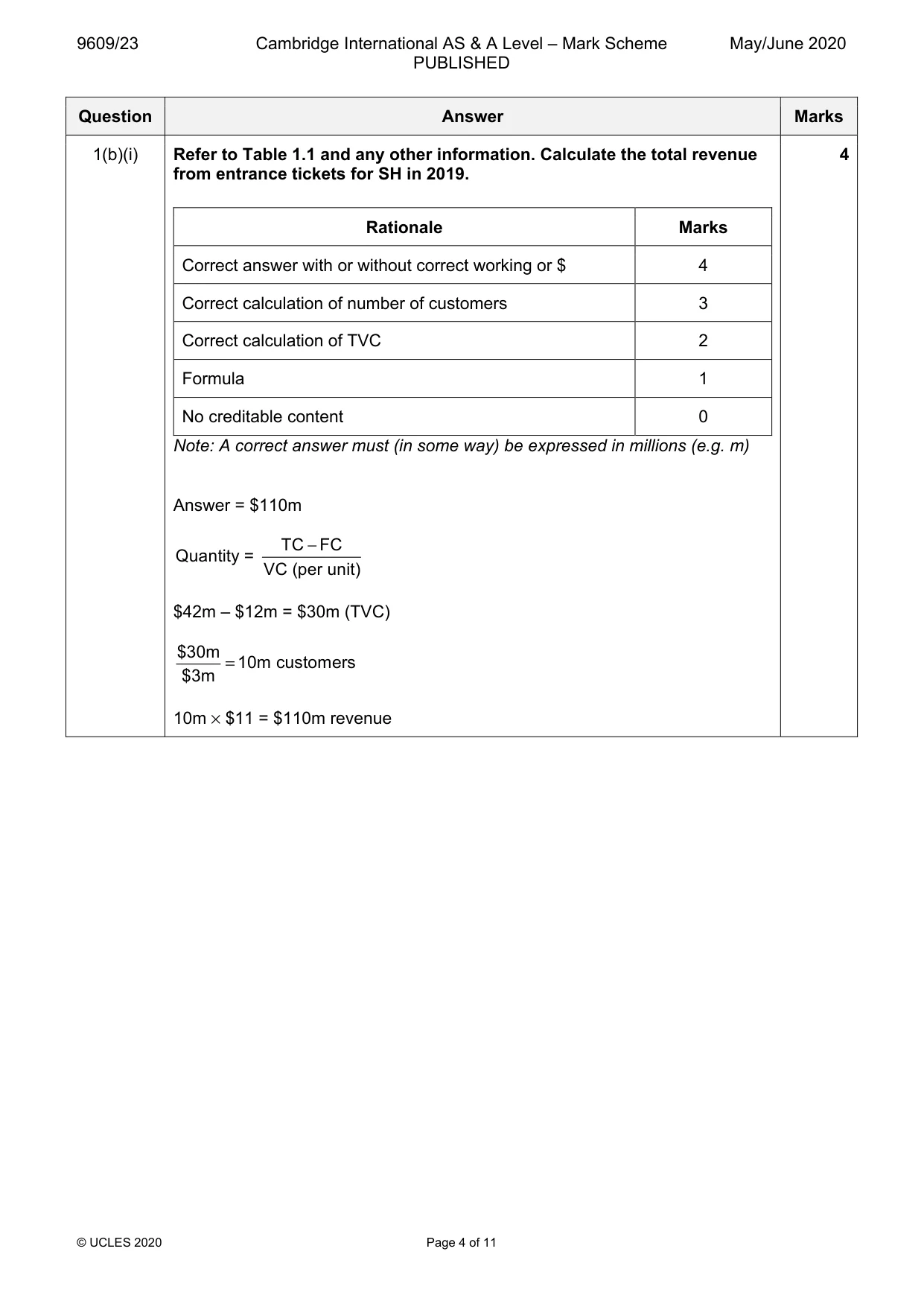 Mark scheme, page 4 of 11