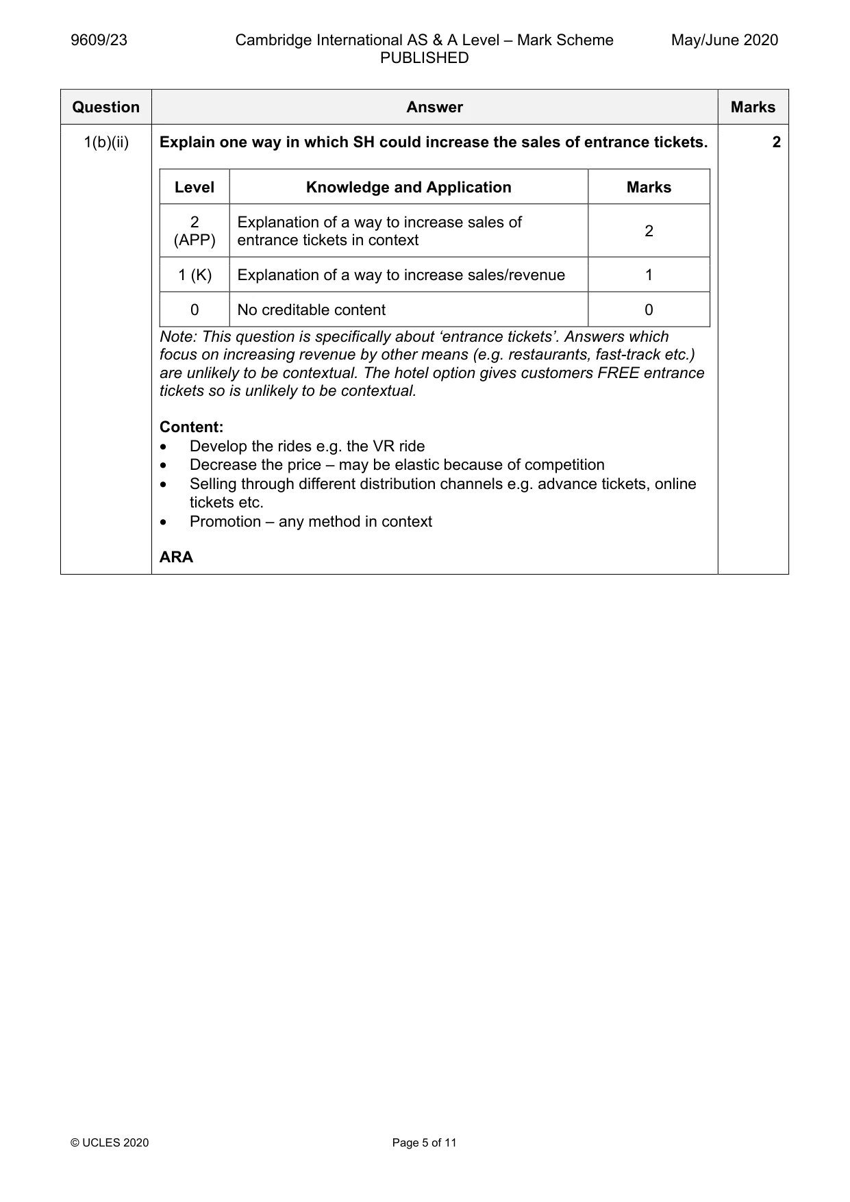 Mark scheme, page 5 of 11