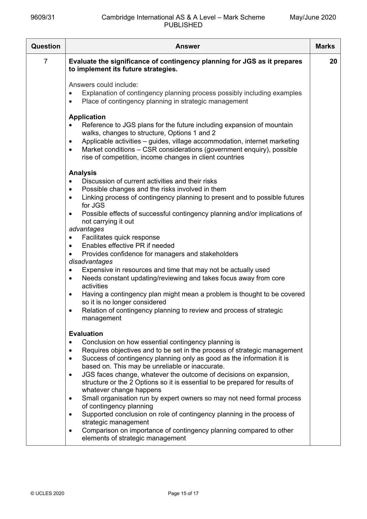 Mark scheme, page 15 of 17