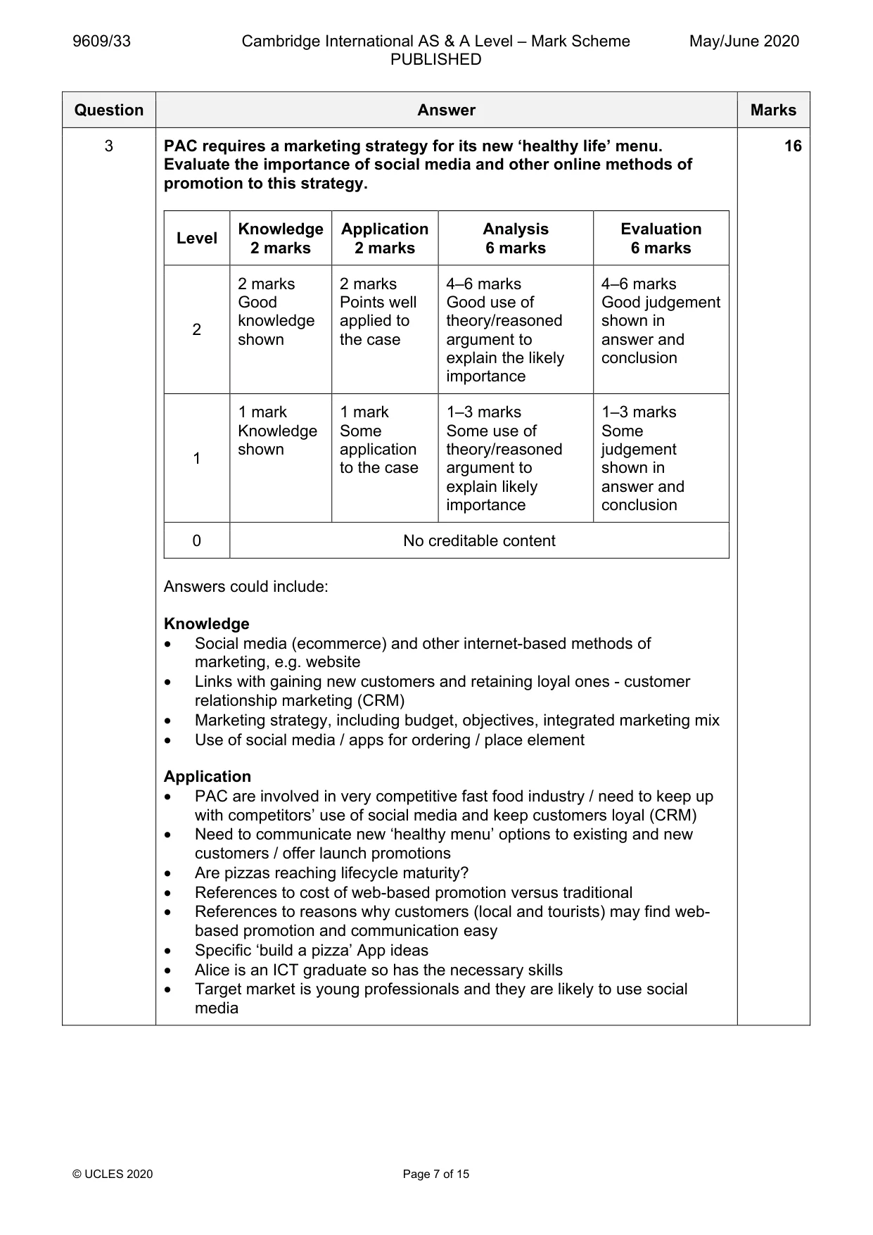 Mark scheme, page 7 of 15