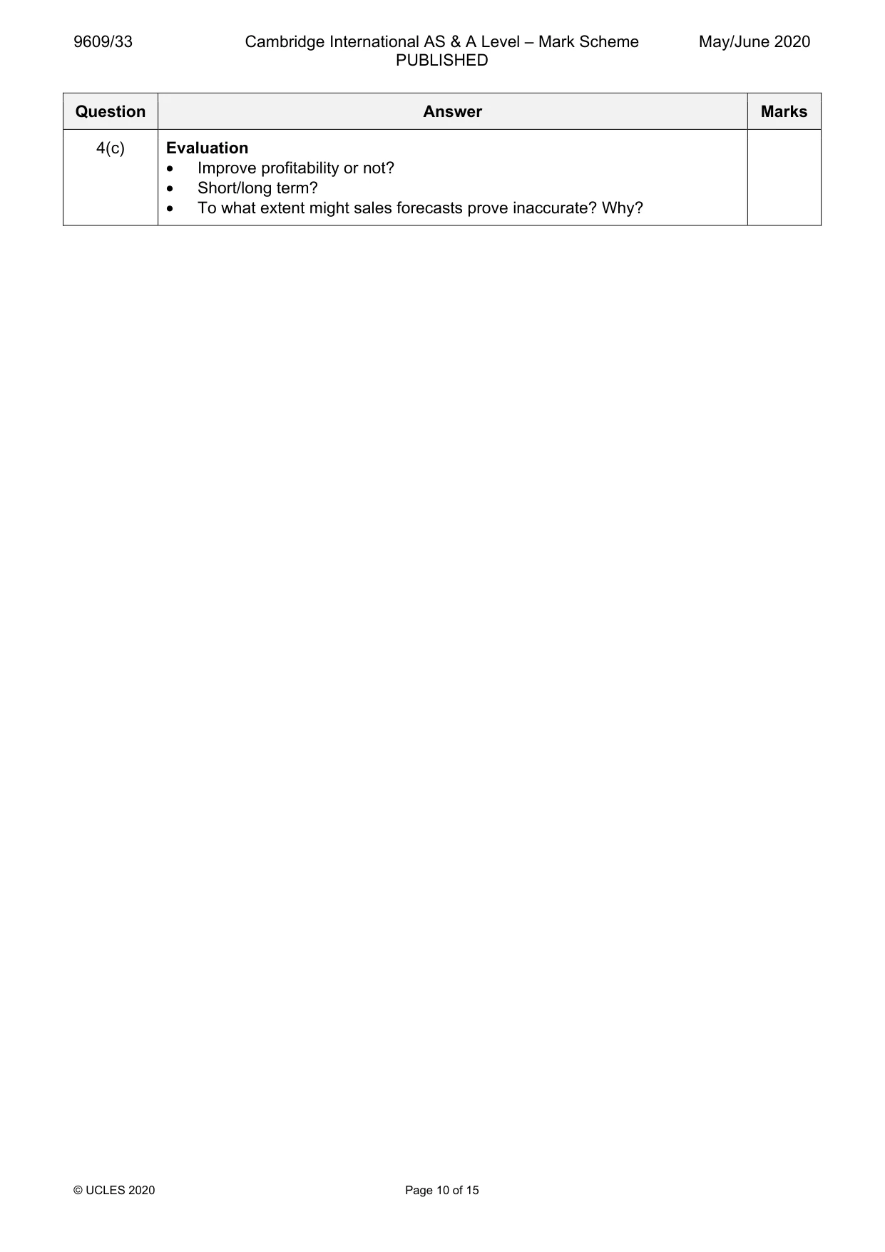Mark scheme, page 10 of 15