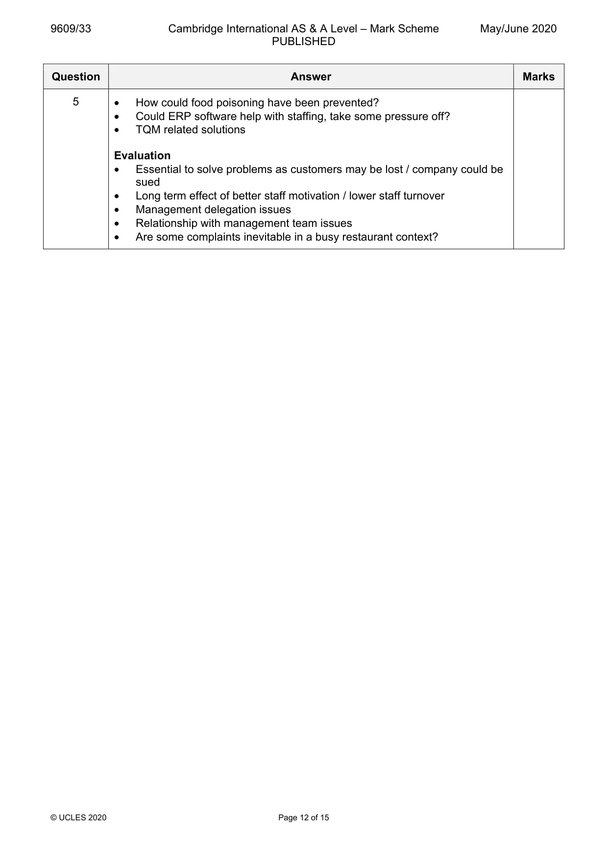 Mark scheme, page 12 of 15