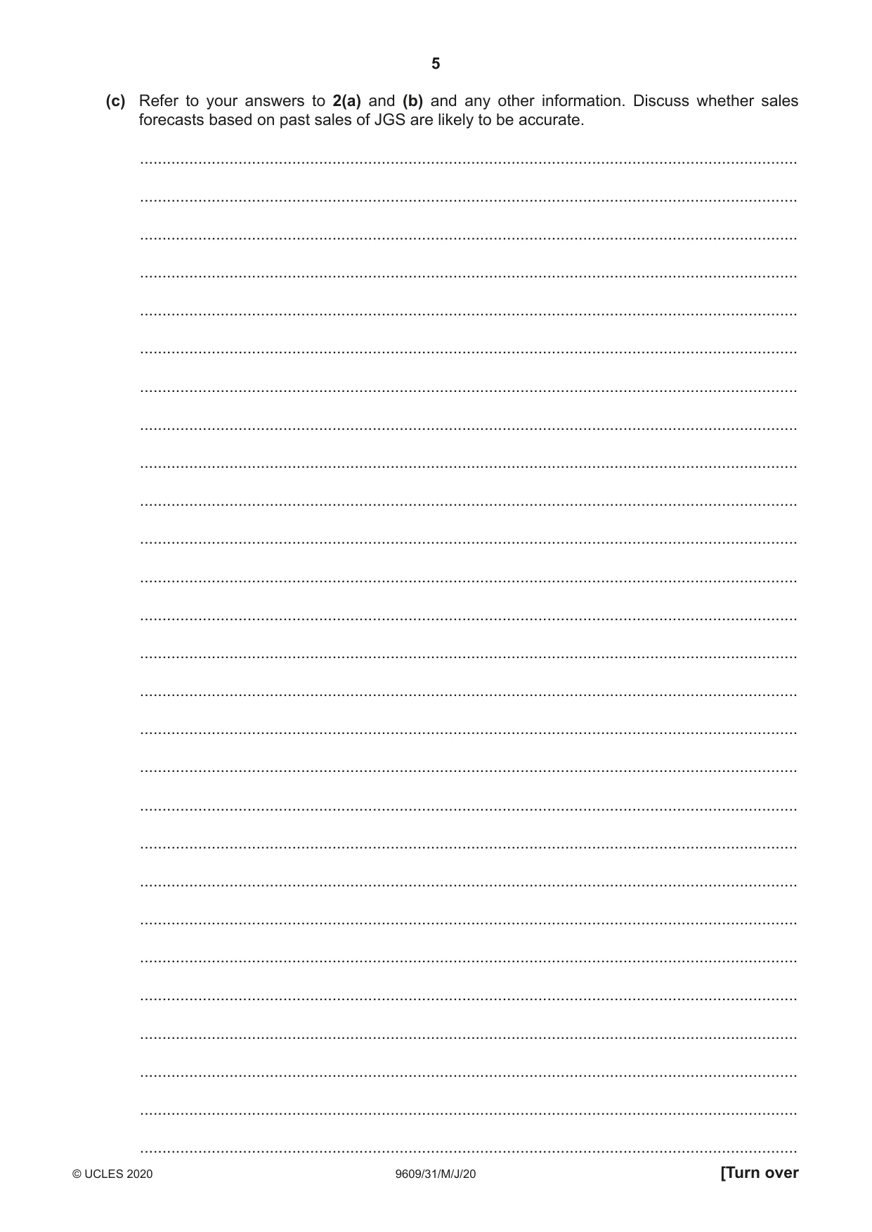 Cambridge A Level Business (for first examination in 2016) 9609 2020 May/June Paper 3 · Variant 1 question paper, page 5 of 20