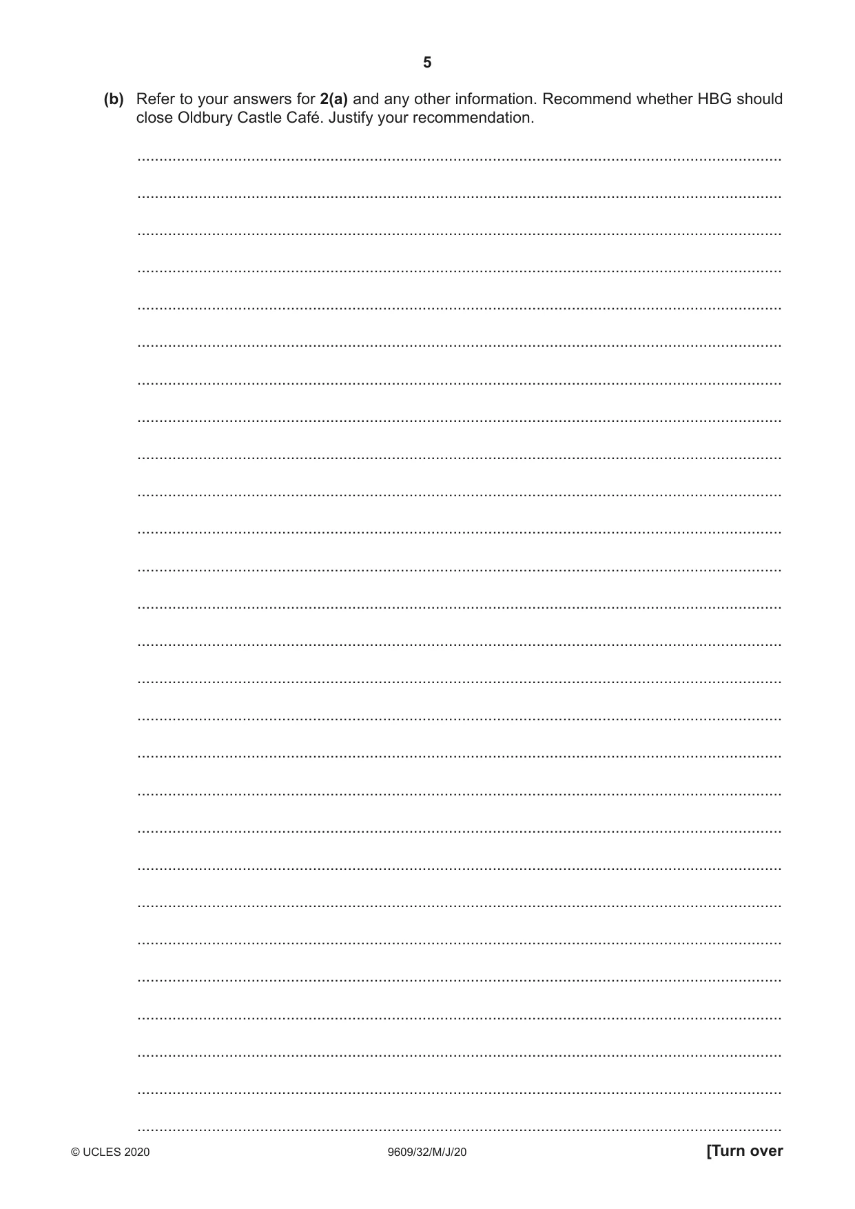 Cambridge A Level Business (for first examination in 2016) 9609 2020 May/June Paper 3 · Variant 2 question paper, page 5 of 20