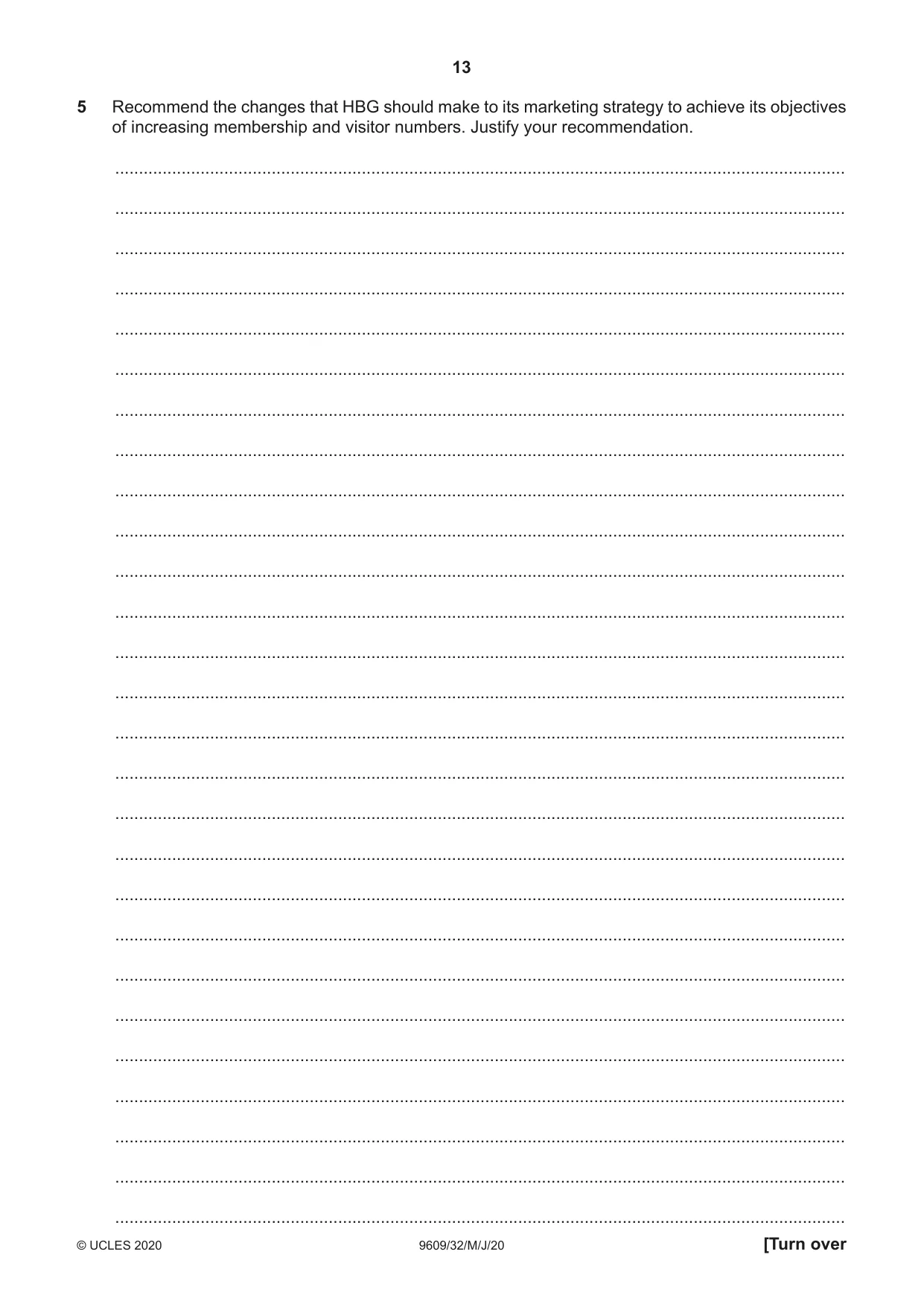 Cambridge A Level Business (for first examination in 2016) 9609 2020 May/June Paper 3 · Variant 2 question paper, page 13 of 20