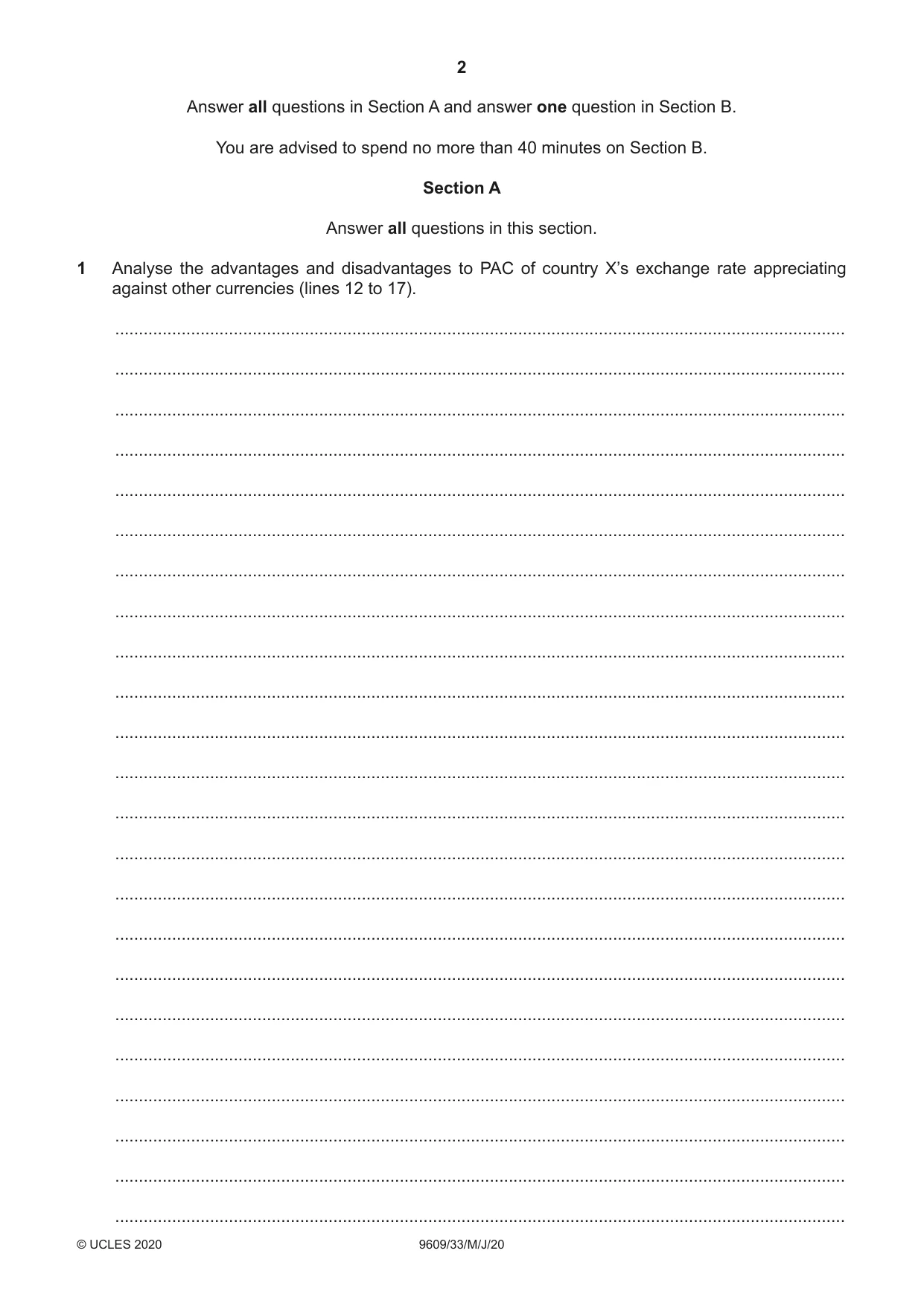 Cambridge A Level Business (for first examination in 2016) 9609 2020 May/June Paper 3 · Variant 3 question paper, page 2 of 20