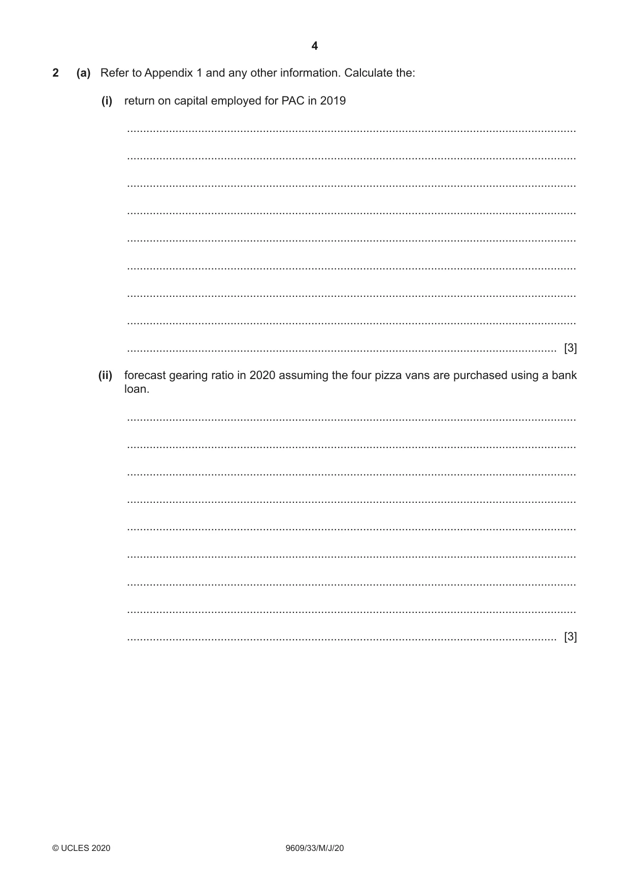 Cambridge A Level Business (for first examination in 2016) 9609 2020 May/June Paper 3 · Variant 3 question paper, page 4 of 20
