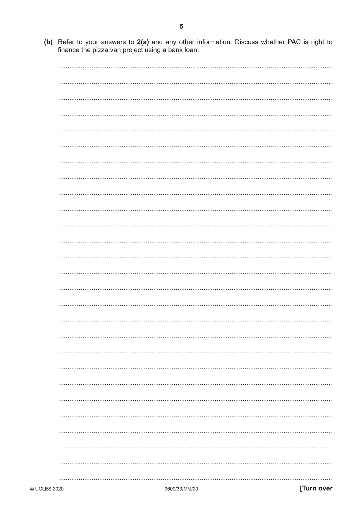 Cambridge A Level Business (for first examination in 2016) 9609 2020 May/June Paper 3 · Variant 3 question paper, page 5 of 20
