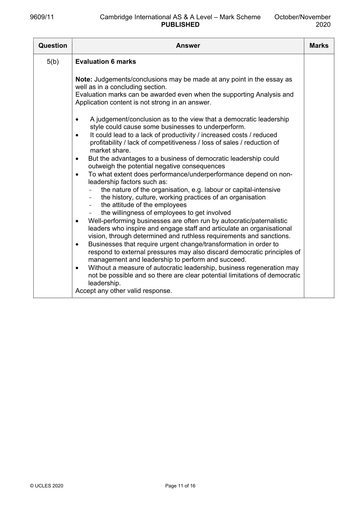 Mark scheme, page 11 of 16