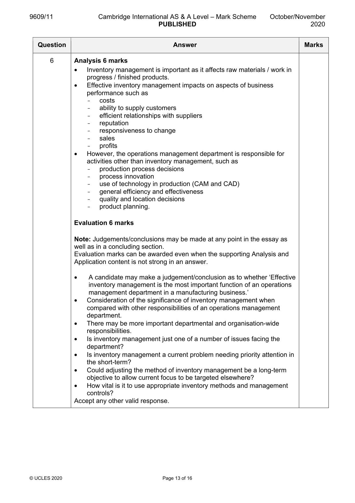 Mark scheme, page 13 of 16
