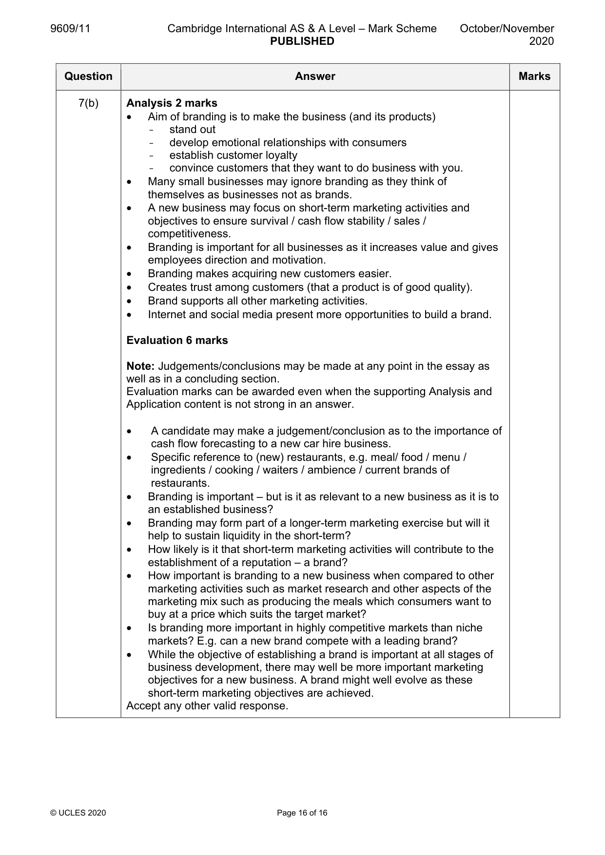 Mark scheme, page 16 of 16