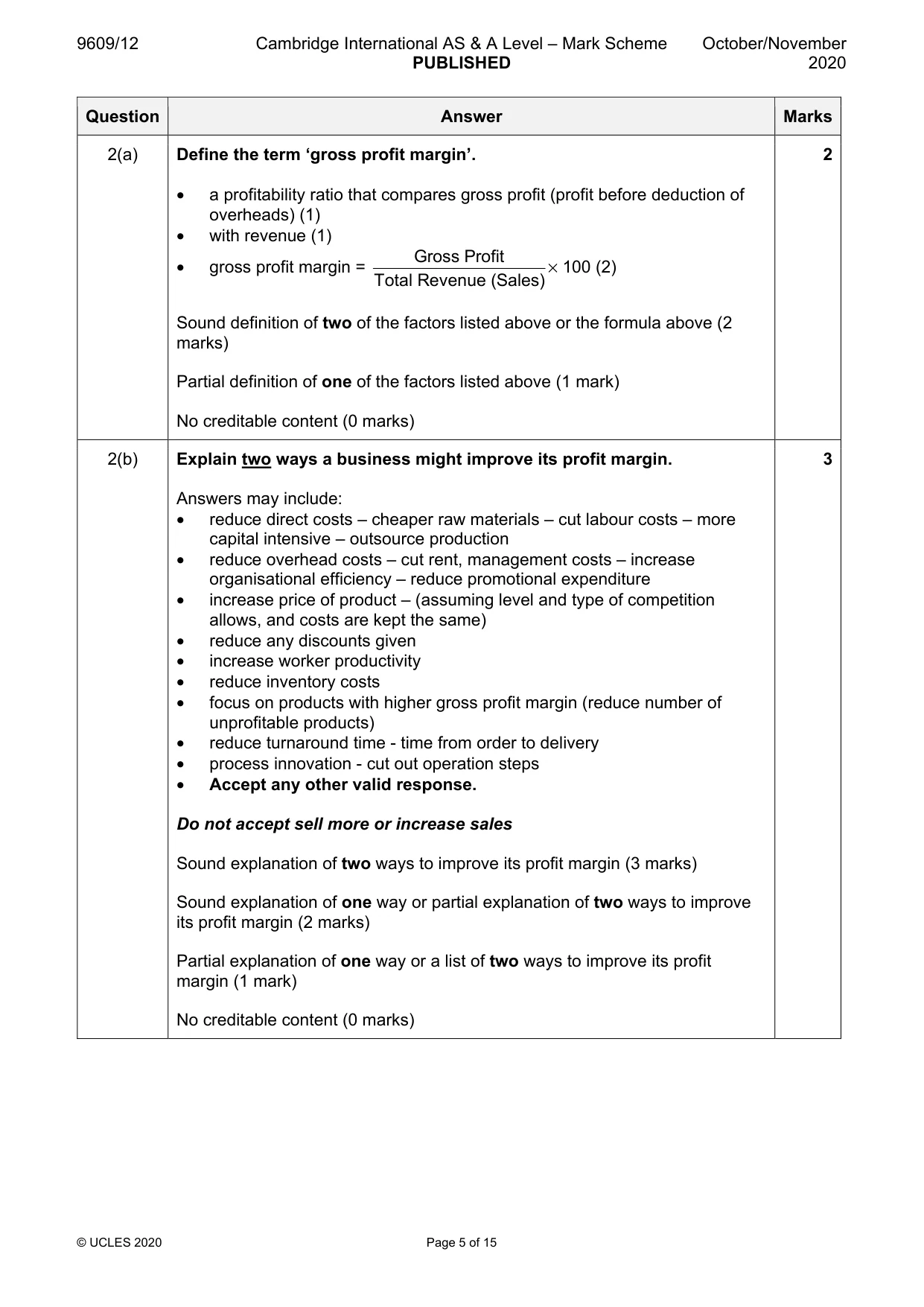 Mark scheme, page 5 of 15