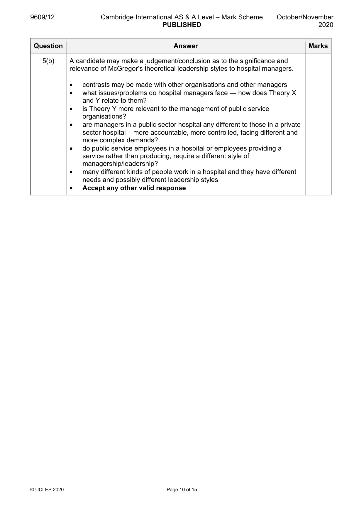 Mark scheme, page 10 of 15