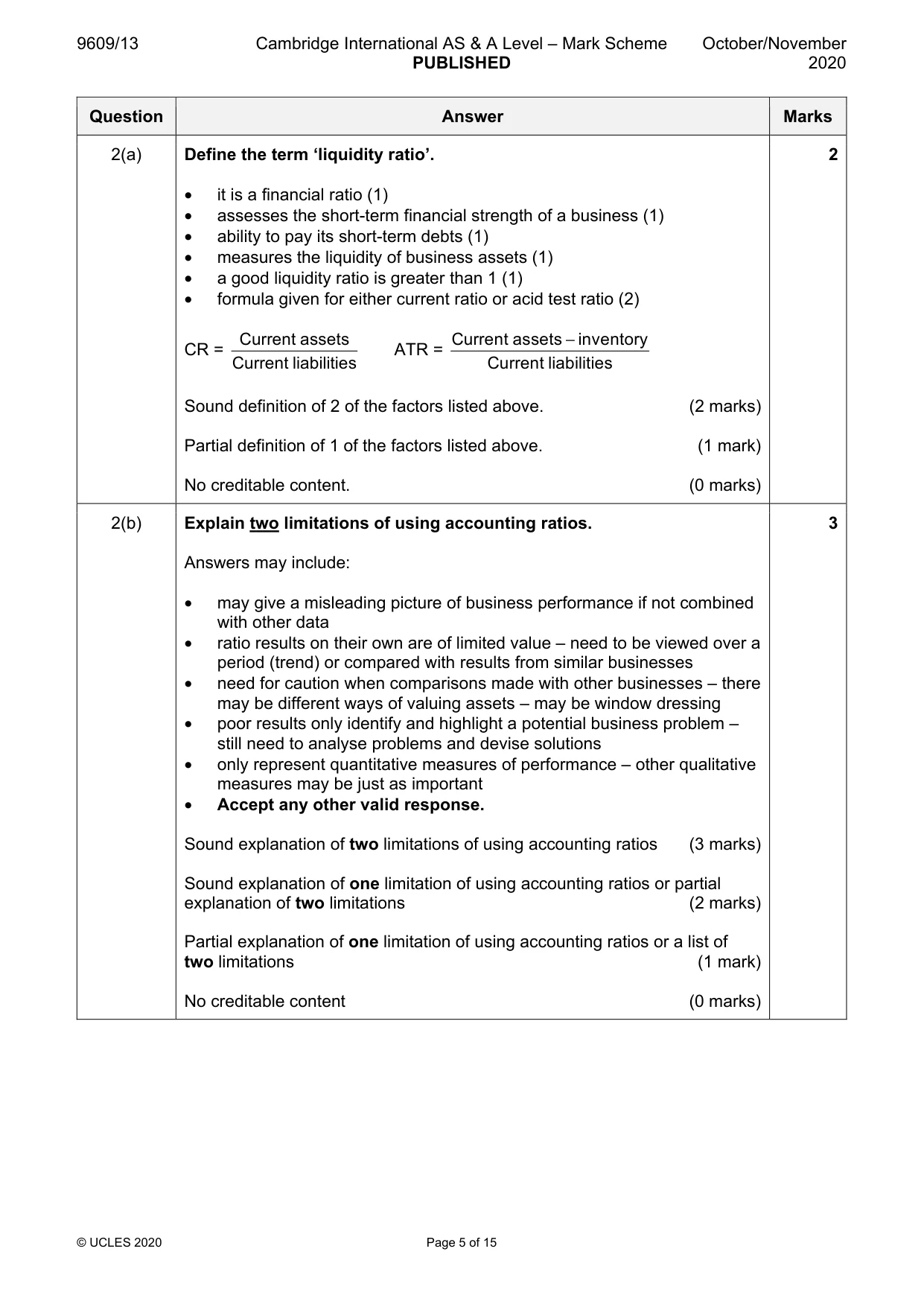 Mark scheme, page 5 of 15