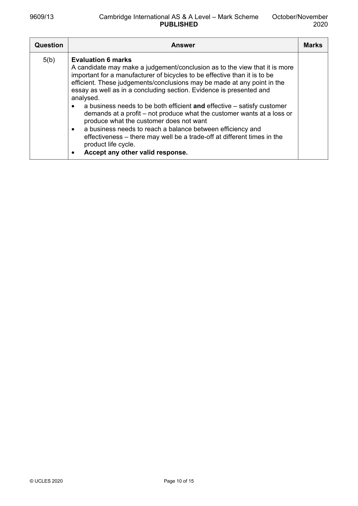 Mark scheme, page 10 of 15